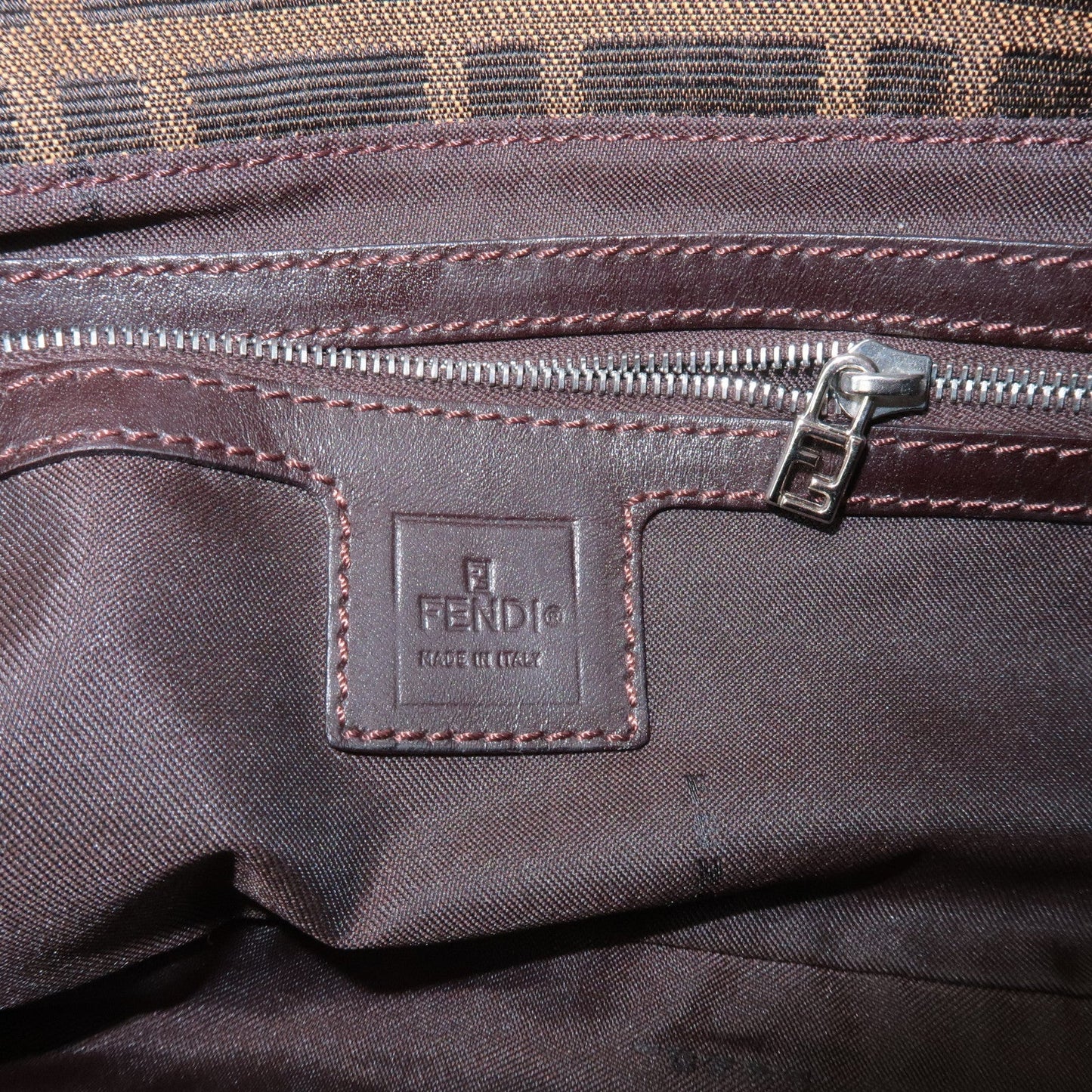 FENDI Zucca Mamma Baguette Canvas Shoulder Bag 26424 Brown Black