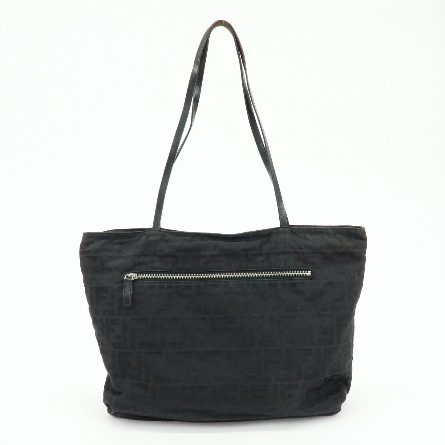 FENDI Zucca Canvas Leather Tote Bag Shoulder Bag Black 15785