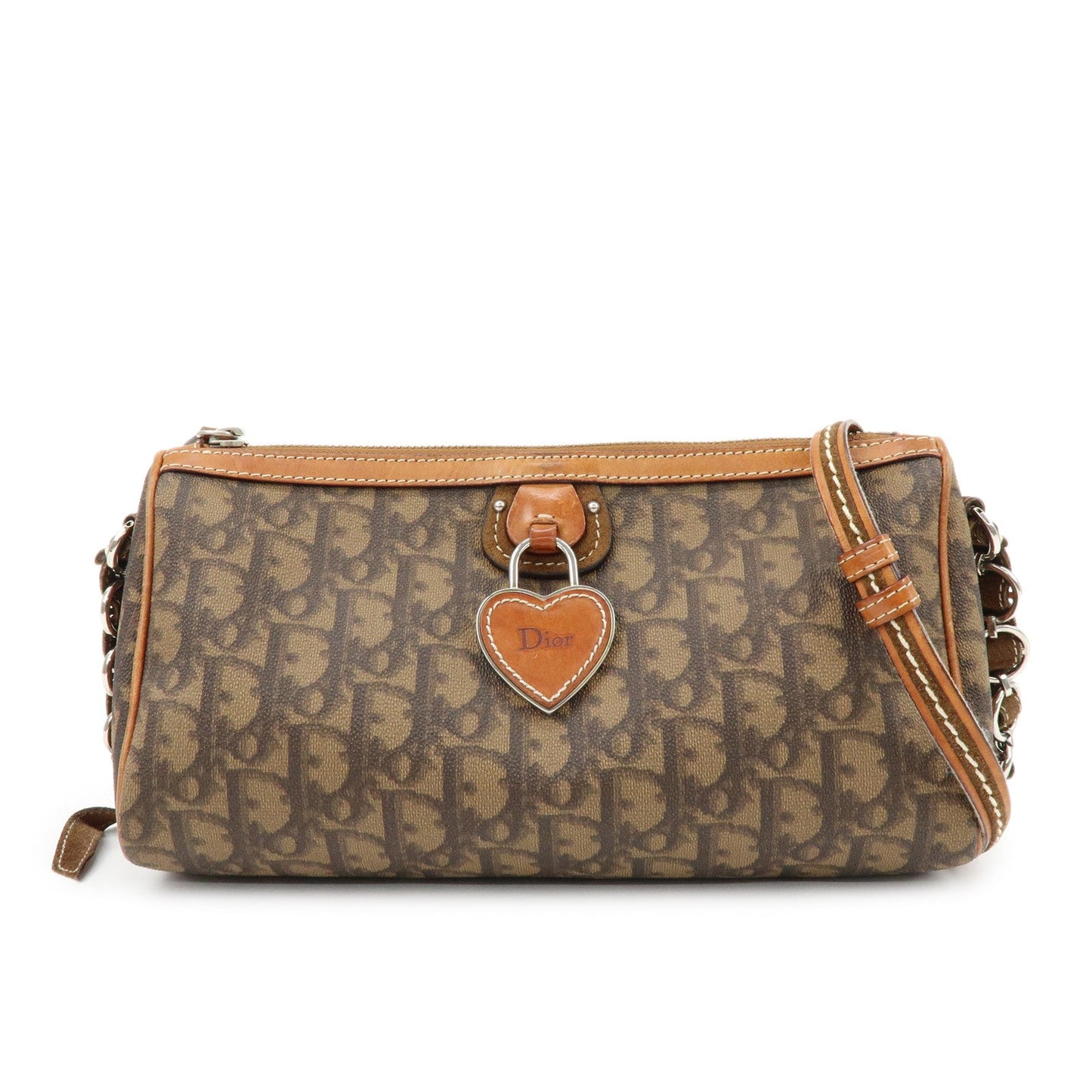 Christian Dior Romantic Trotter PVC Leather Shoulder Bag Brown
