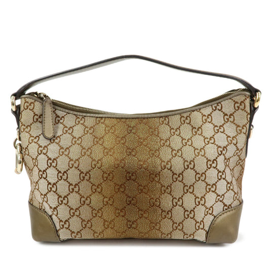GUCCI Bamboo Heartbit GG Canvas Leather Shoulder Bag Brown 269959