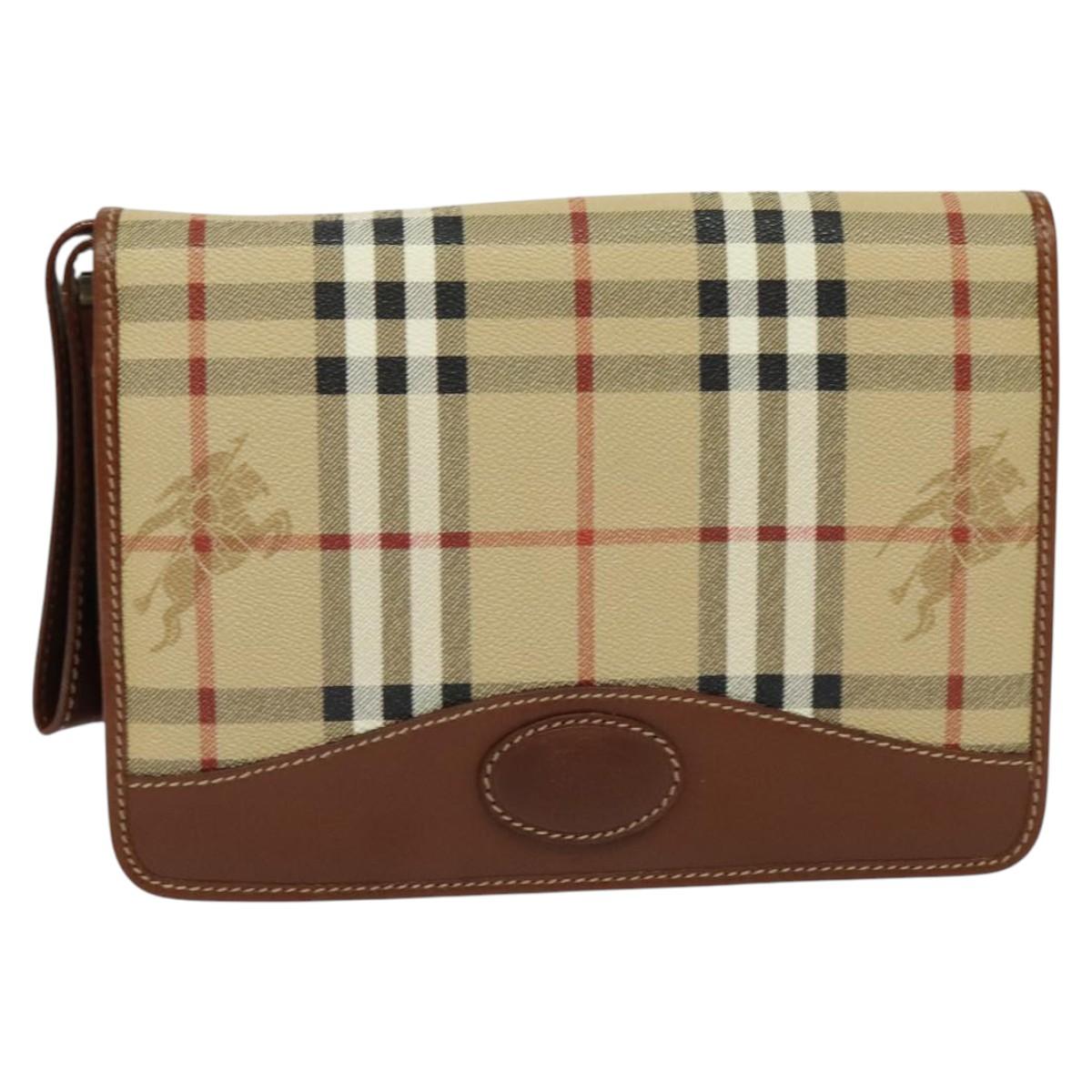 Burberry Nova Check Beige Canvas Clutch Bag ( )