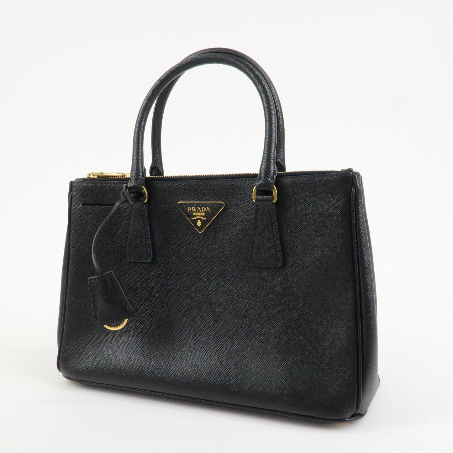 PRADA Triangle Logo Saffiano Leather 2WAY Hand Bag Black BN1801