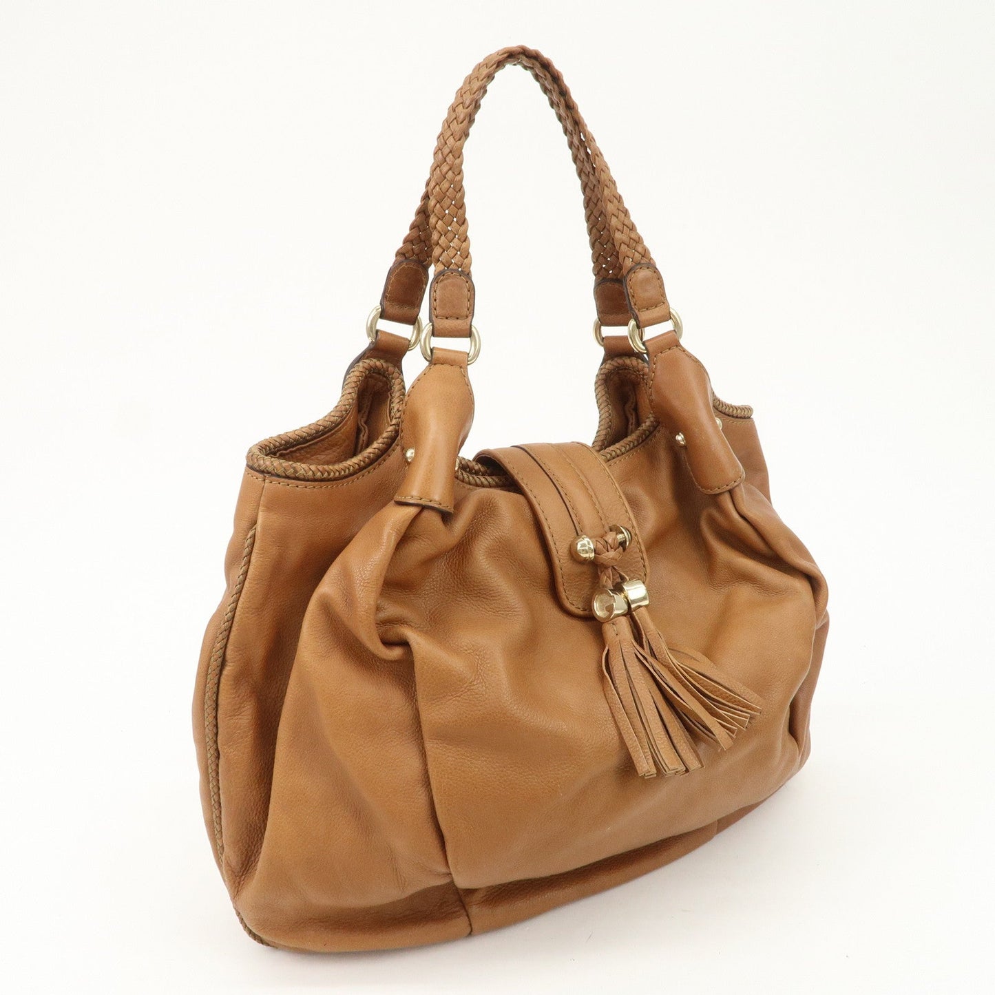 GUCCI Marrakech Leather Shoulder Bag Hand Bag Brown 257029