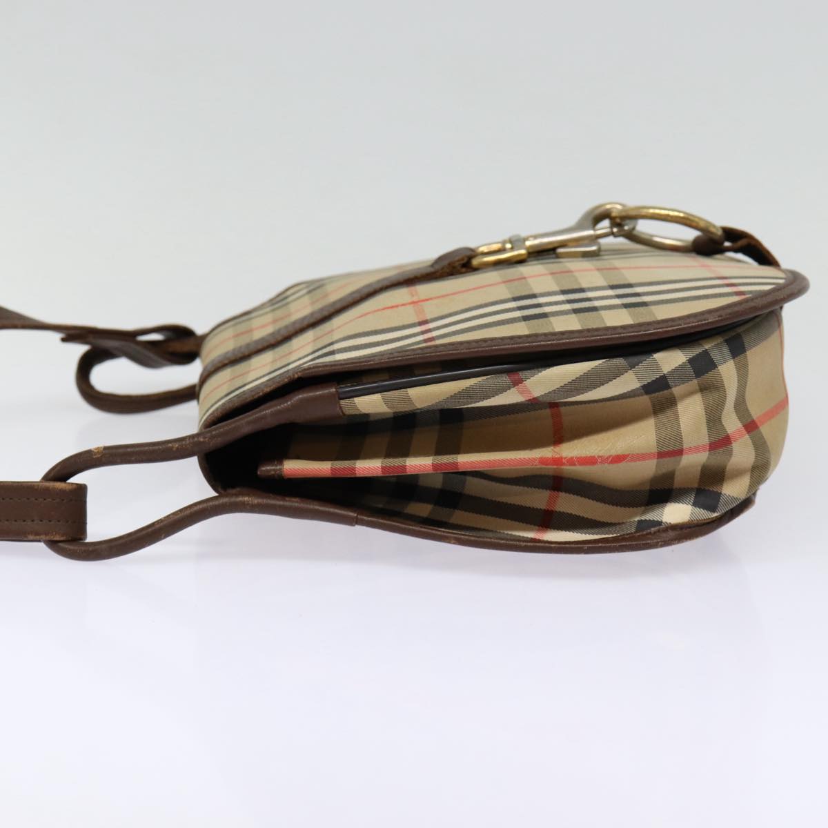 Burberry Vintage Check Brown Canvas Shoulder Bag ( )