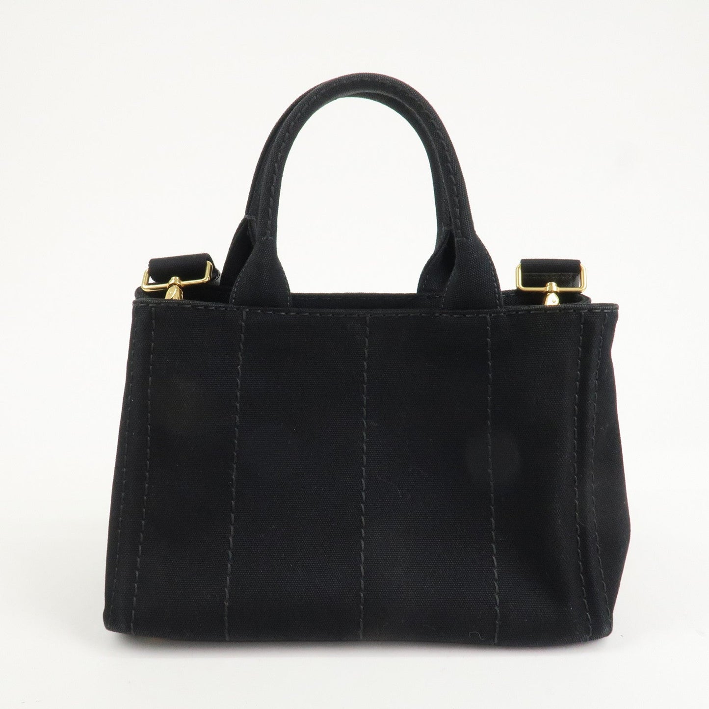 PRADA Canapa Mini Canvas 2Way Hand Bag Tote Bag Black 1BG439