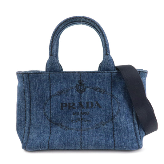 PRADA Canapa Mini Canvas Denim 2Way Shoulder Hand Bag Navy B2439G