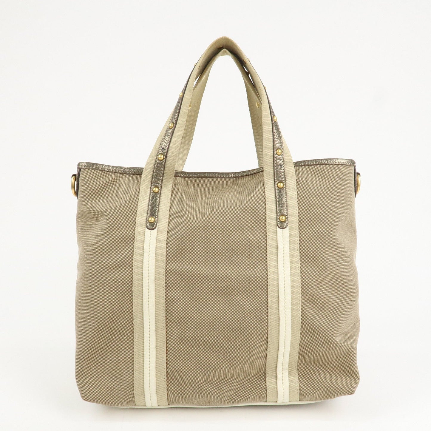 PRADA Nylon Jacquard 2Way Tote Shoulder Bag Beige BN1452