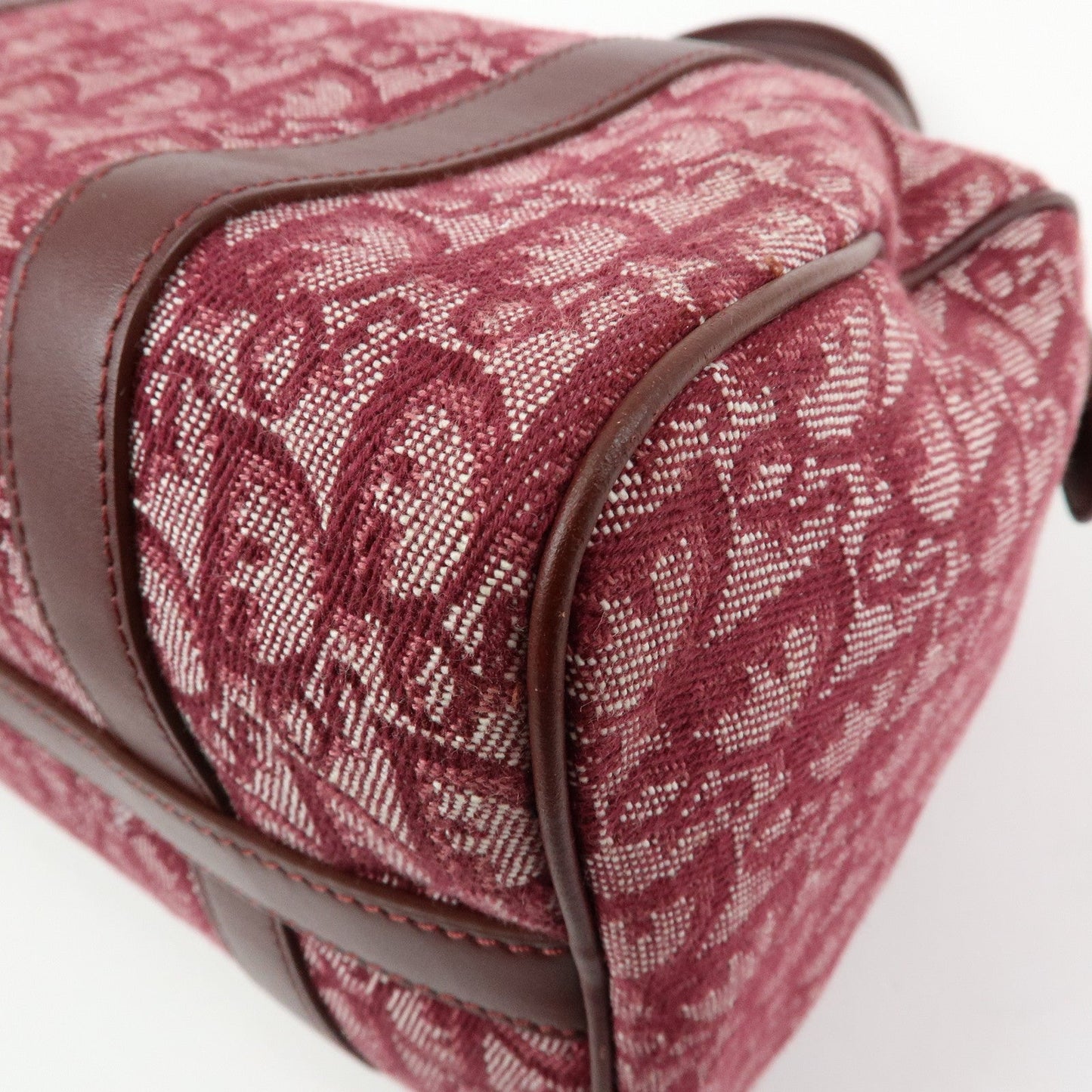 Christian Dior Trotter Jacquard Canvas Leather Boston Bag Hand Bag