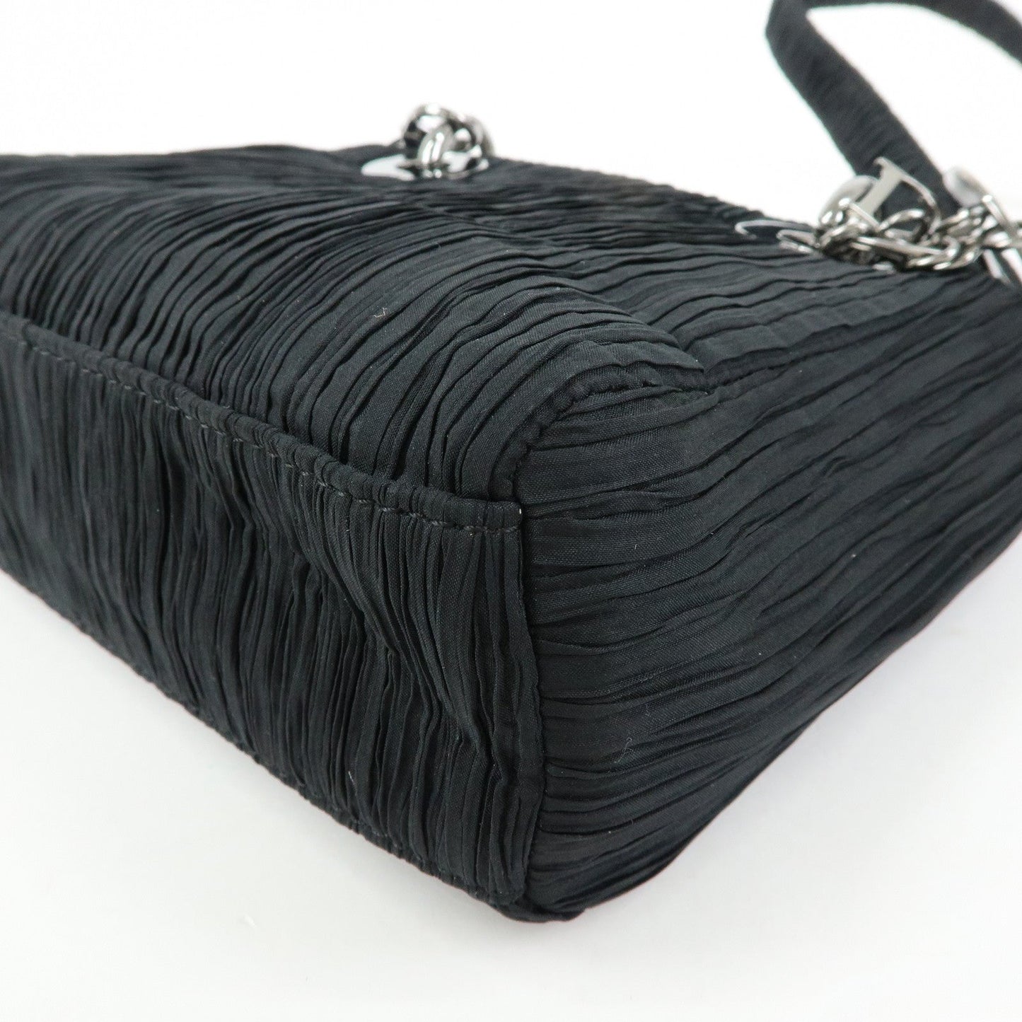 Christian Dior Lady Dior Rose Motif Satin 2Way Bag Hand Bag Black