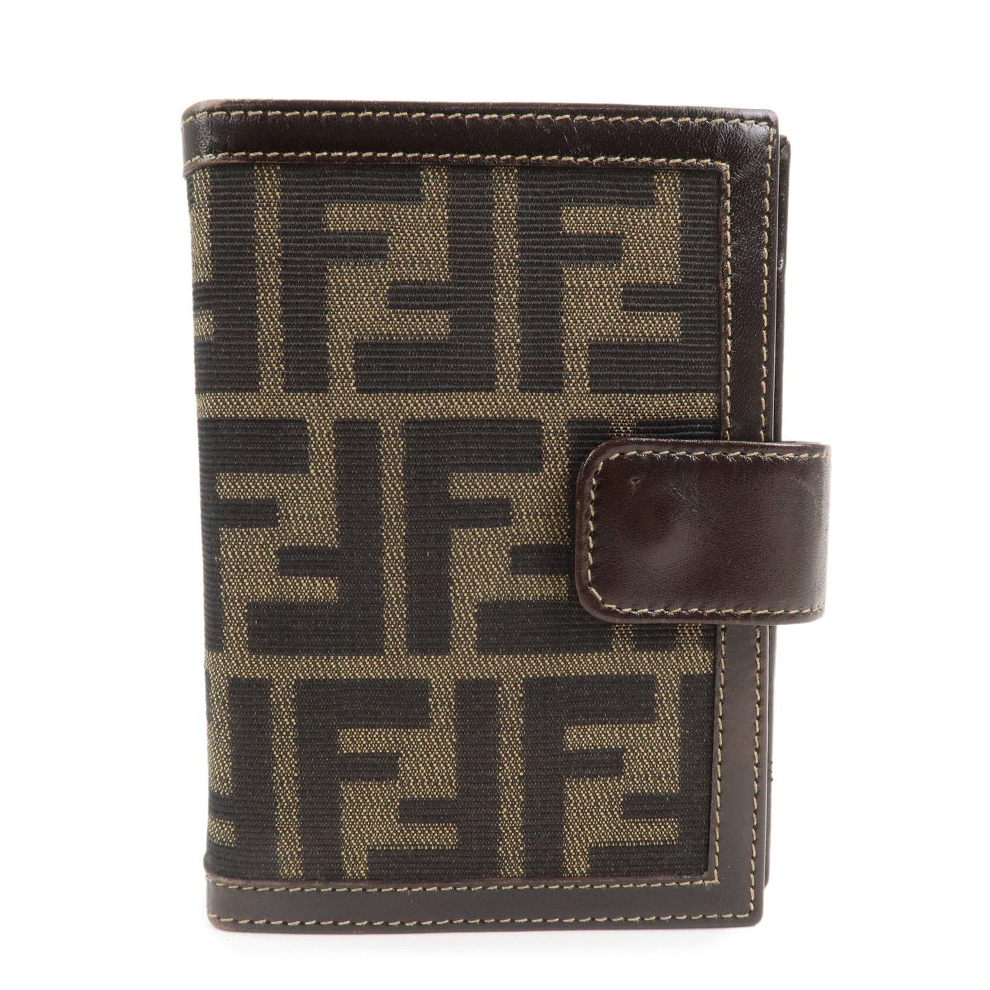 FENDI Zucca Canvas Leather Agenda Planner Cover Brown 30153