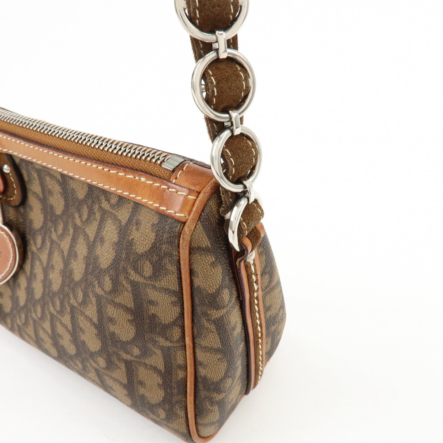 Christian Dior Romantic Trotter PVC Leather Shoulder Bag Brown