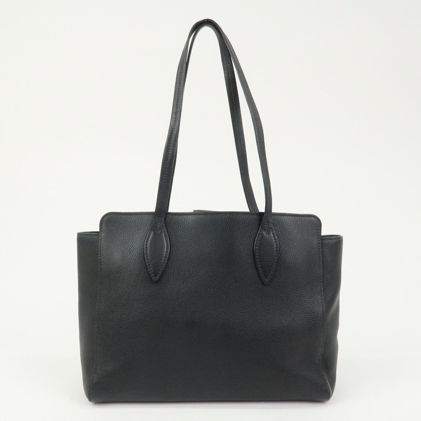 PRADA Logo Leather Shoulder Bag Tote Bag Black 1BG111