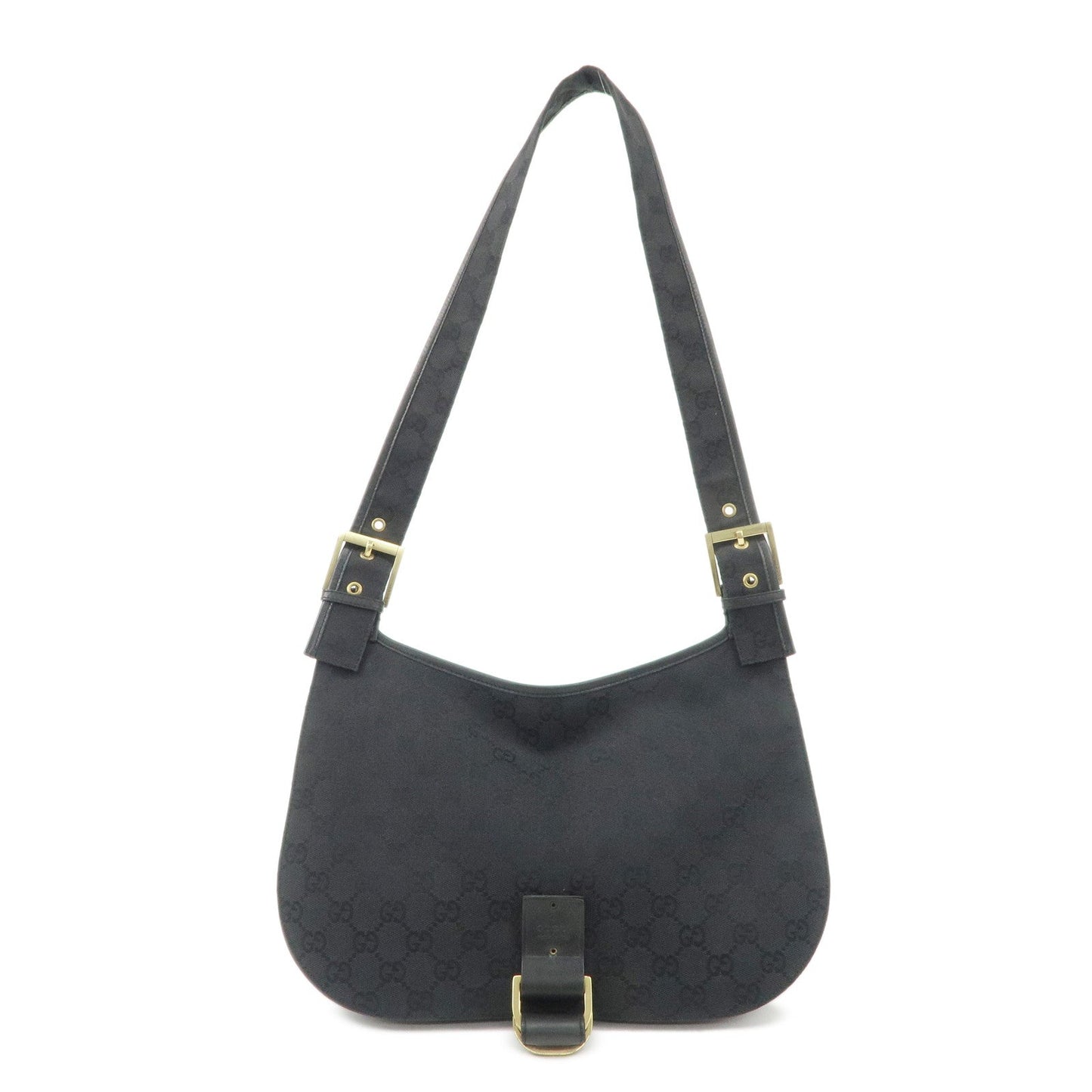 GUCCI GG Canvas Leather Shoulder Bag Hand Bag Black 90665