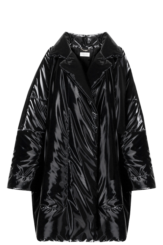 SAINT LAURENT 2022 Oversized Coat Shiny Black