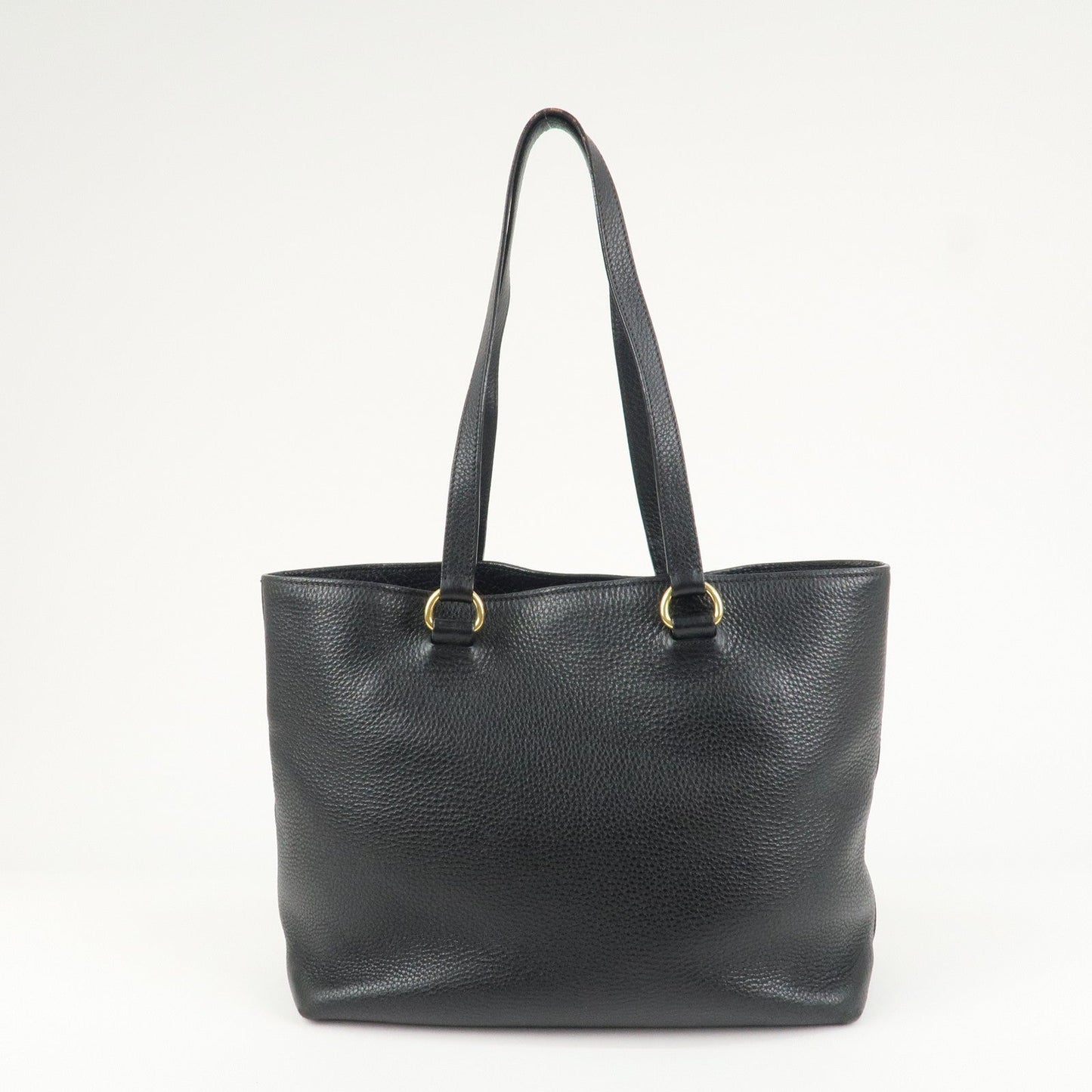 PRADA Logo Leather Tote Bag Shoulder Bag Black 1BG100