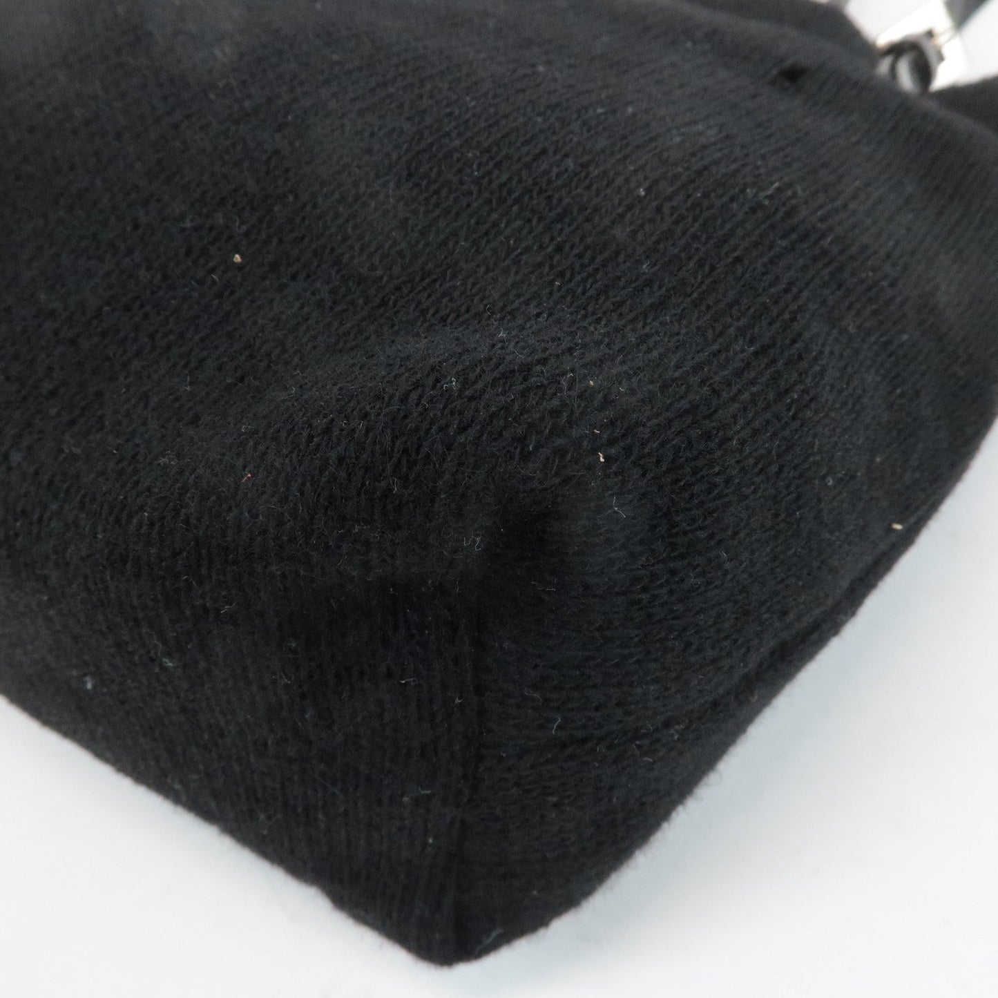 FENDI Wool Leather Tote Bag Shoulder Bag Black 26633