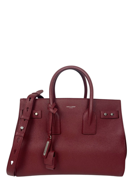 Saint Laurent Burgundy Small Supple Sac De Jour