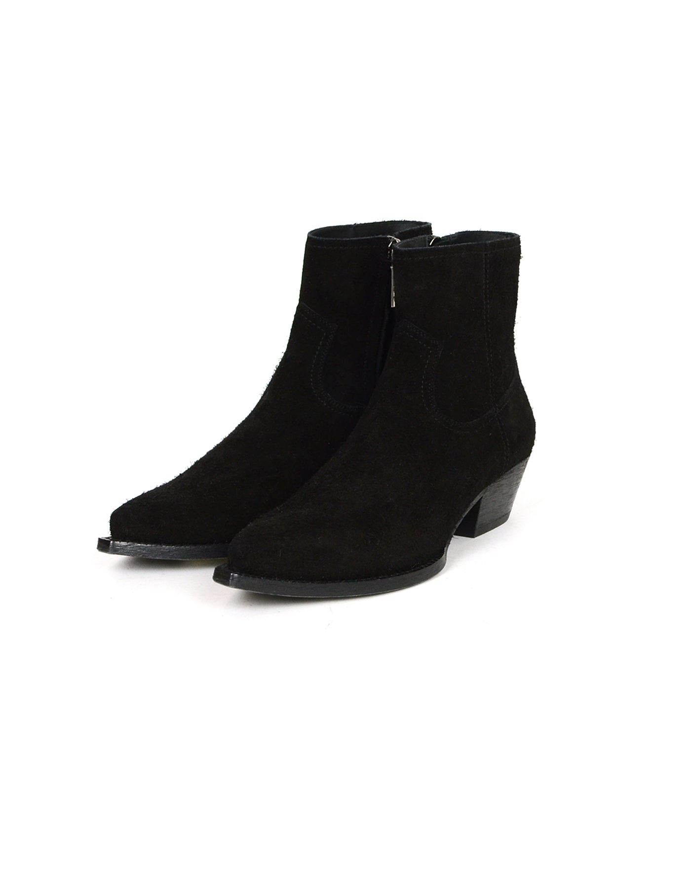 Saint Laurent Black Wool Lukas 40 Ankle Zip Boot sz 40