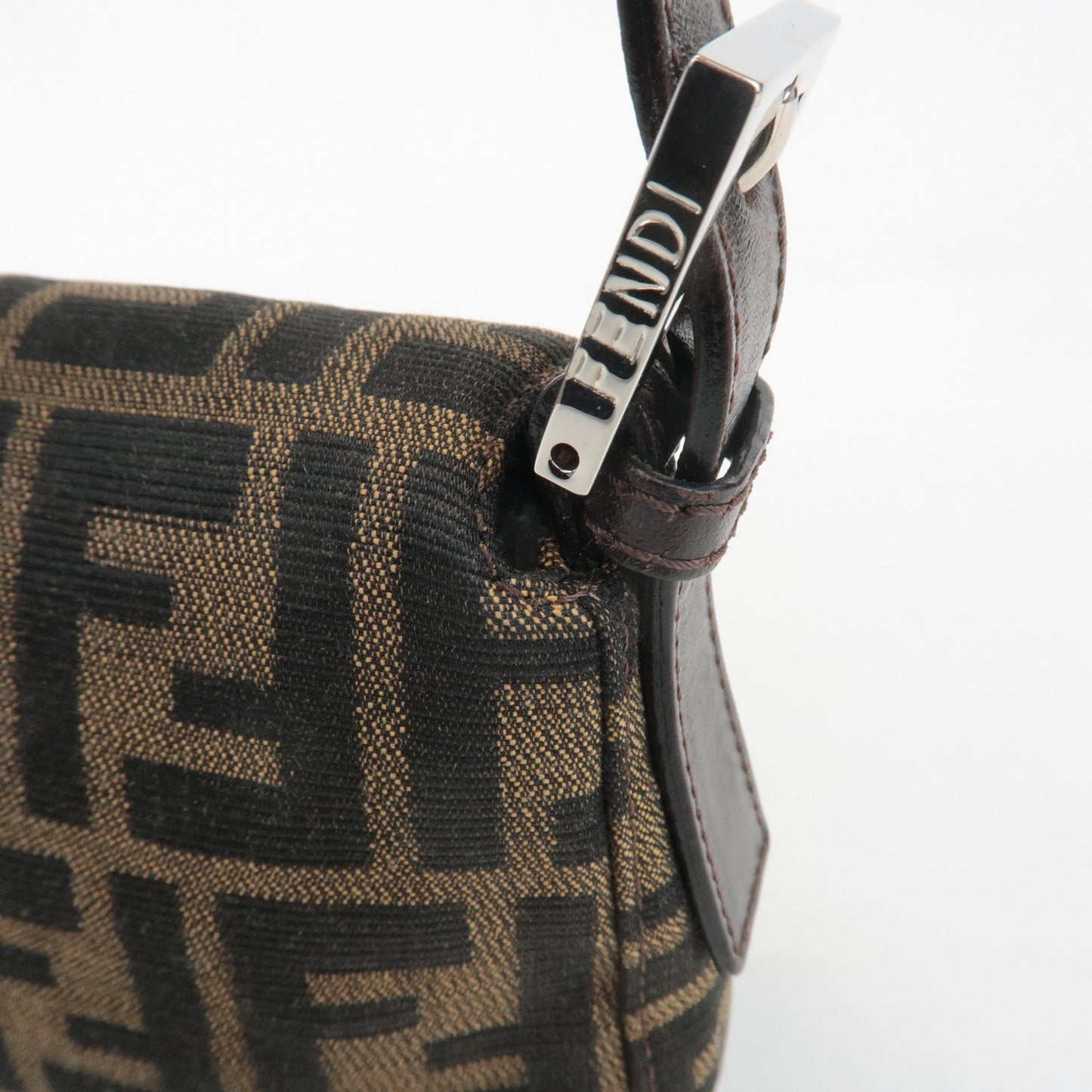 FENDI Zucca Mamma Baguette Canvas Shoulder Bag 26424 Brown Black