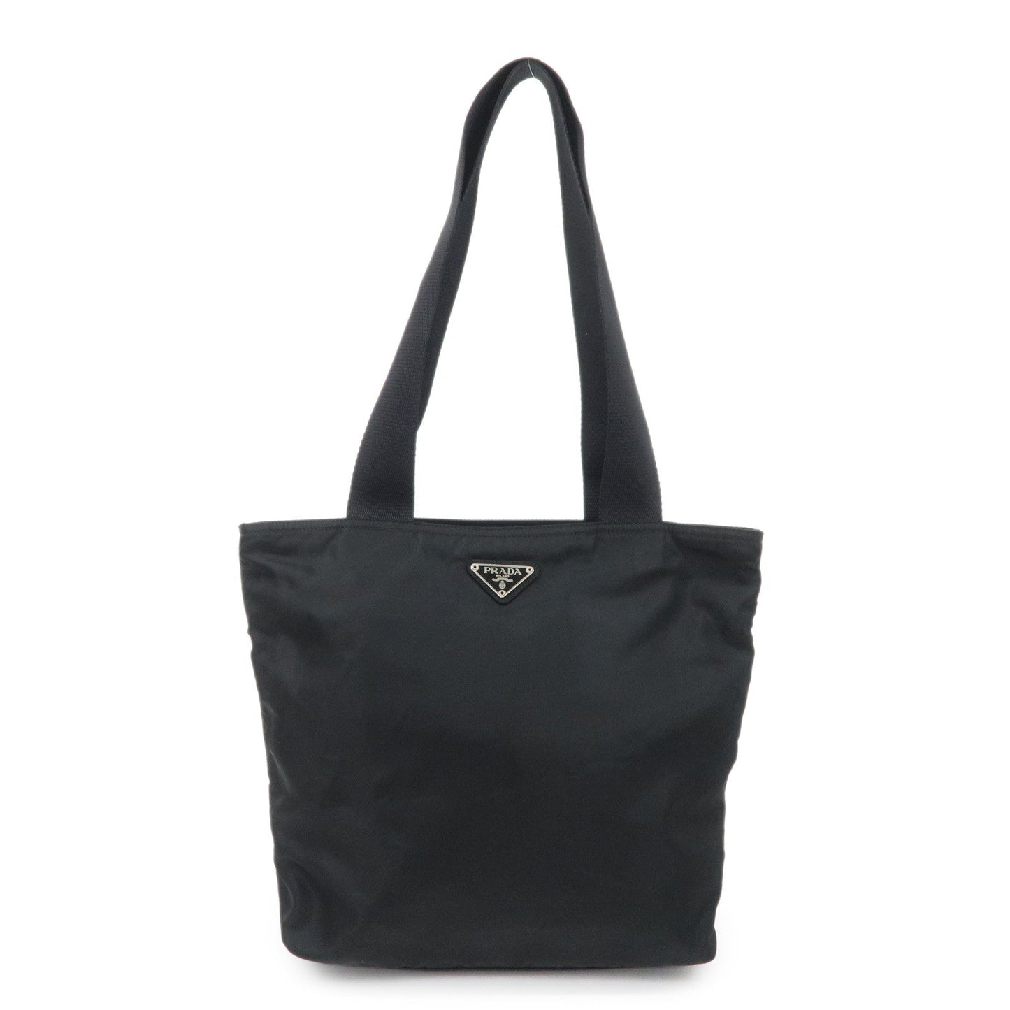PRADA Triangle Logo Nylon Tote Bag Shoulder Bag Hand Bag Black