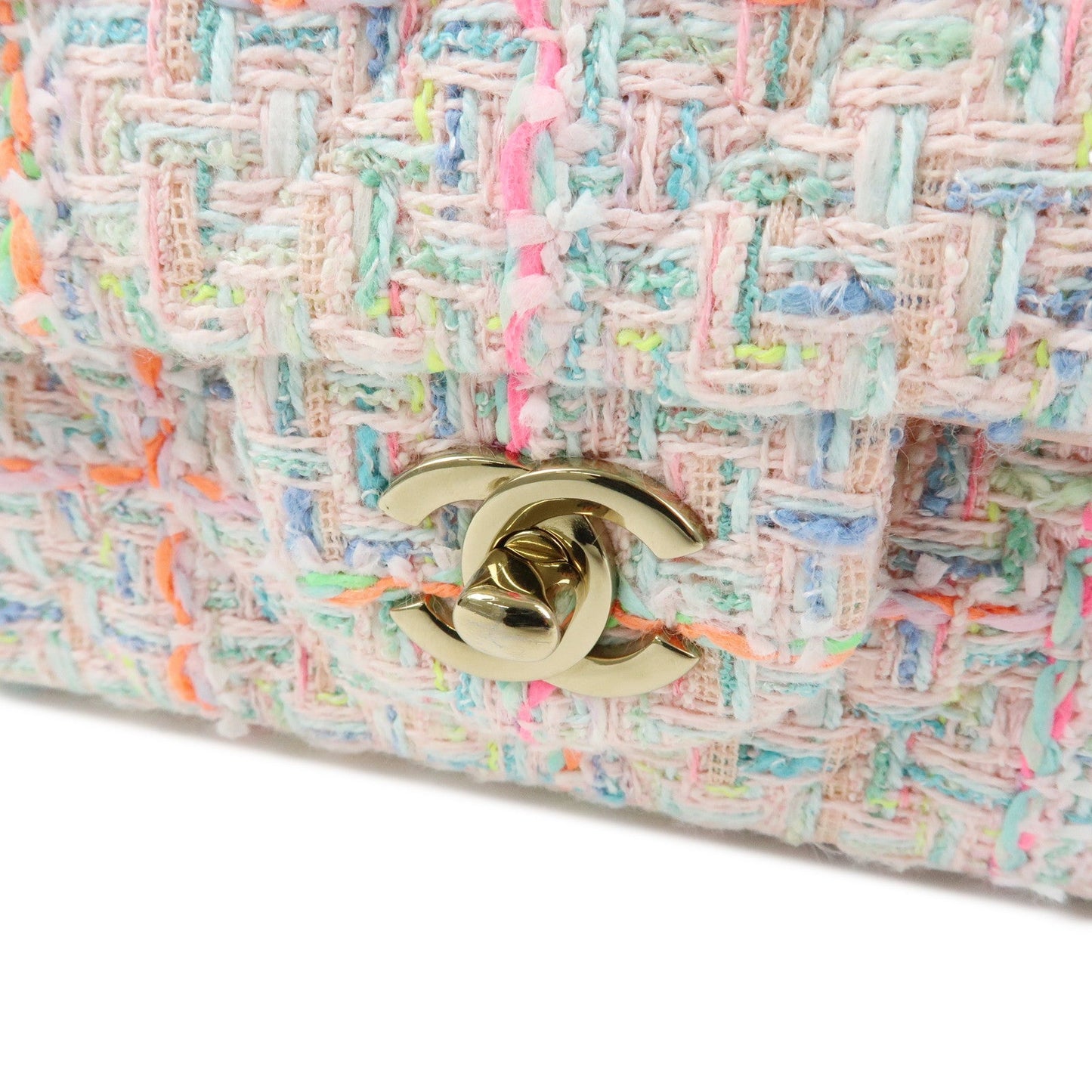 CHANEL Mini Matelasse 20 Tweed Lamb Skin Chain Shoulder Bag A69900