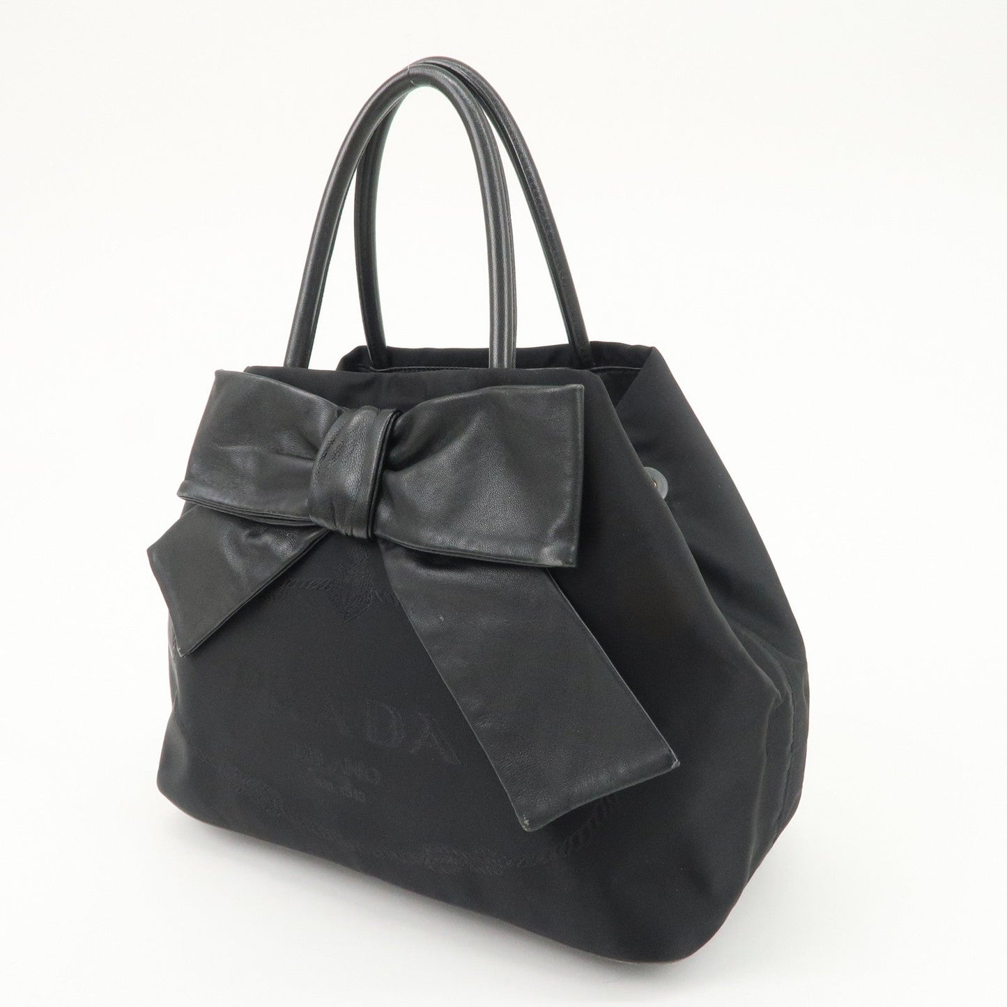 PRADA Nappa Leather Nylon Jacquard Ribbon 2Way Bag Hand Bag 1BG068