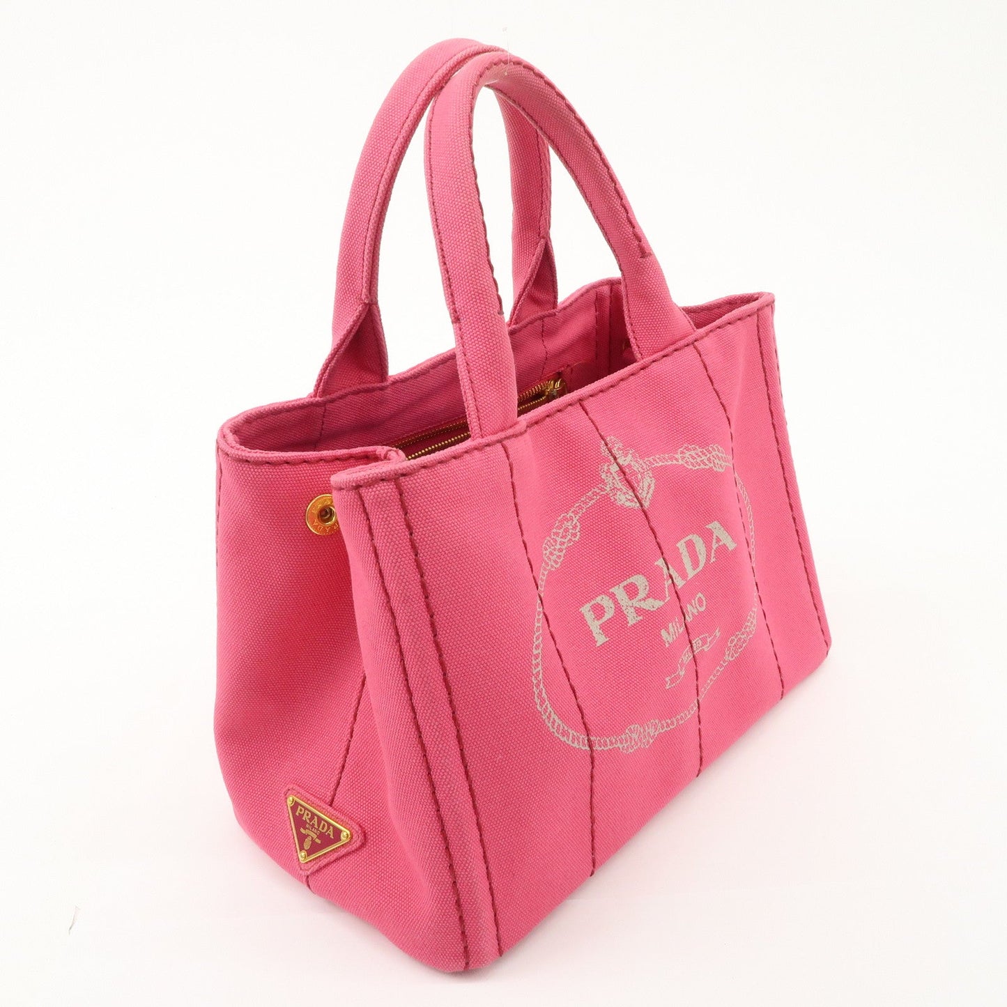PRADA Logo Canapa Mini Canvas 2Way Tote Bag Pink 1BG439