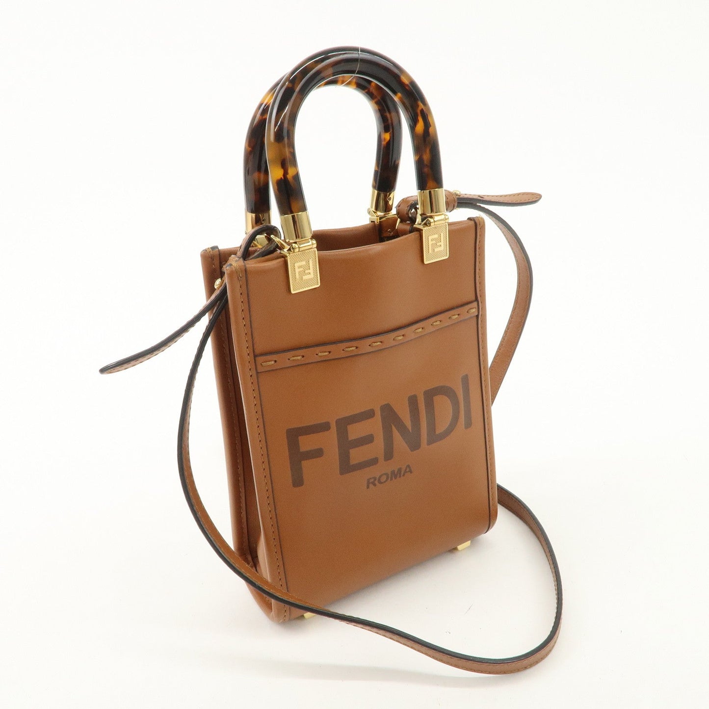 FENDI Sunshine Leather Shopper Small 2Way Bag Shoulder Bag 8BS051