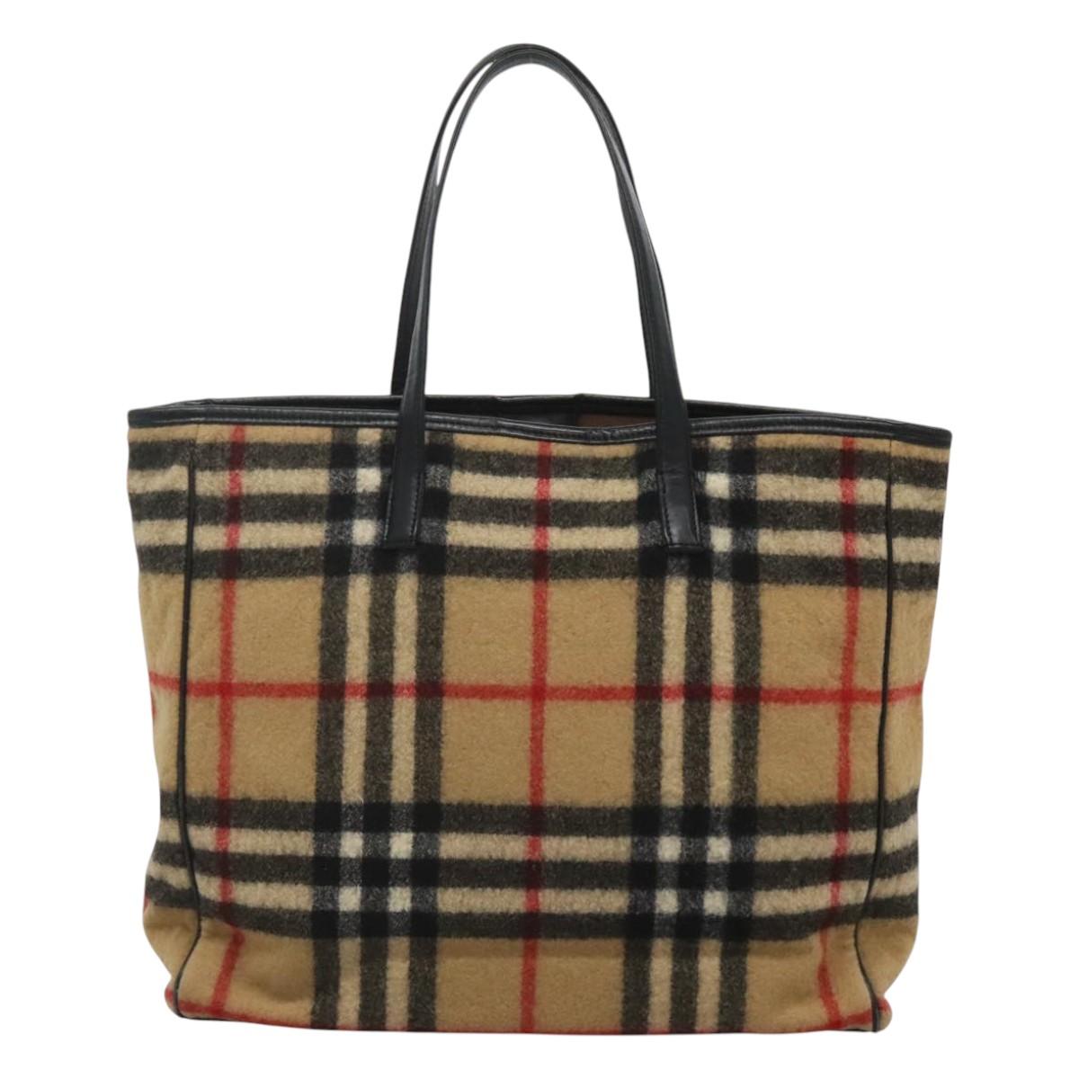 Burberry Nova Check Beige Wool Tote Bag ( )
