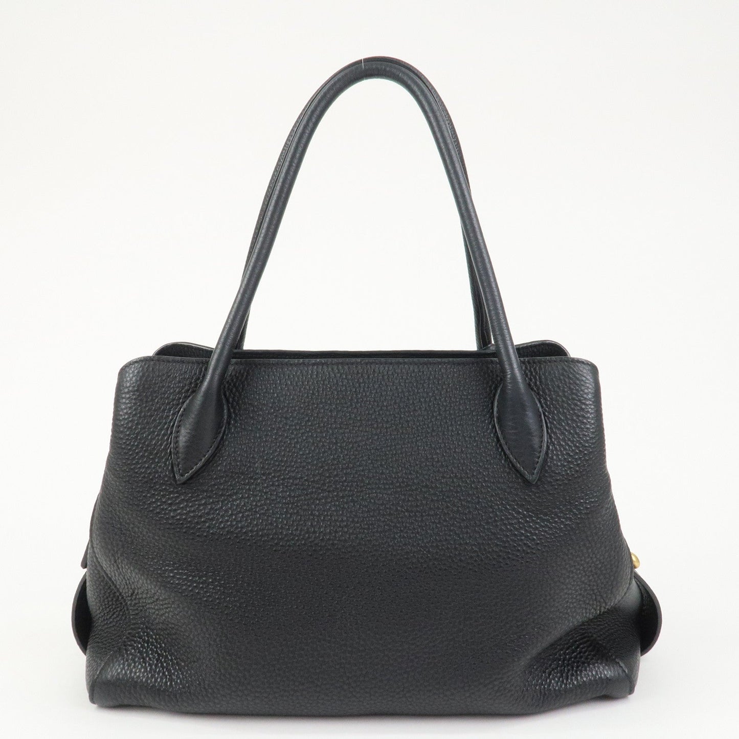 PRADA Triangle Logo Leather 2 Way Bag Hand Bag Black 1BA127