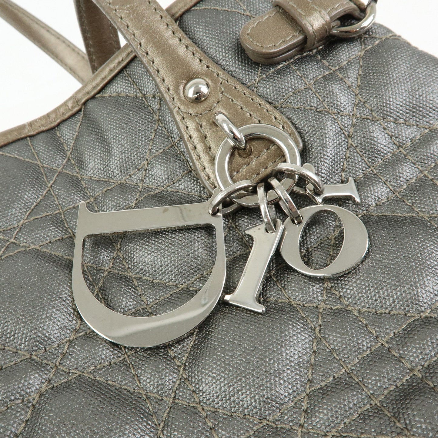 Christian Dior Panarea Cannage PVC Coated Canvas Tote Bag Gray
