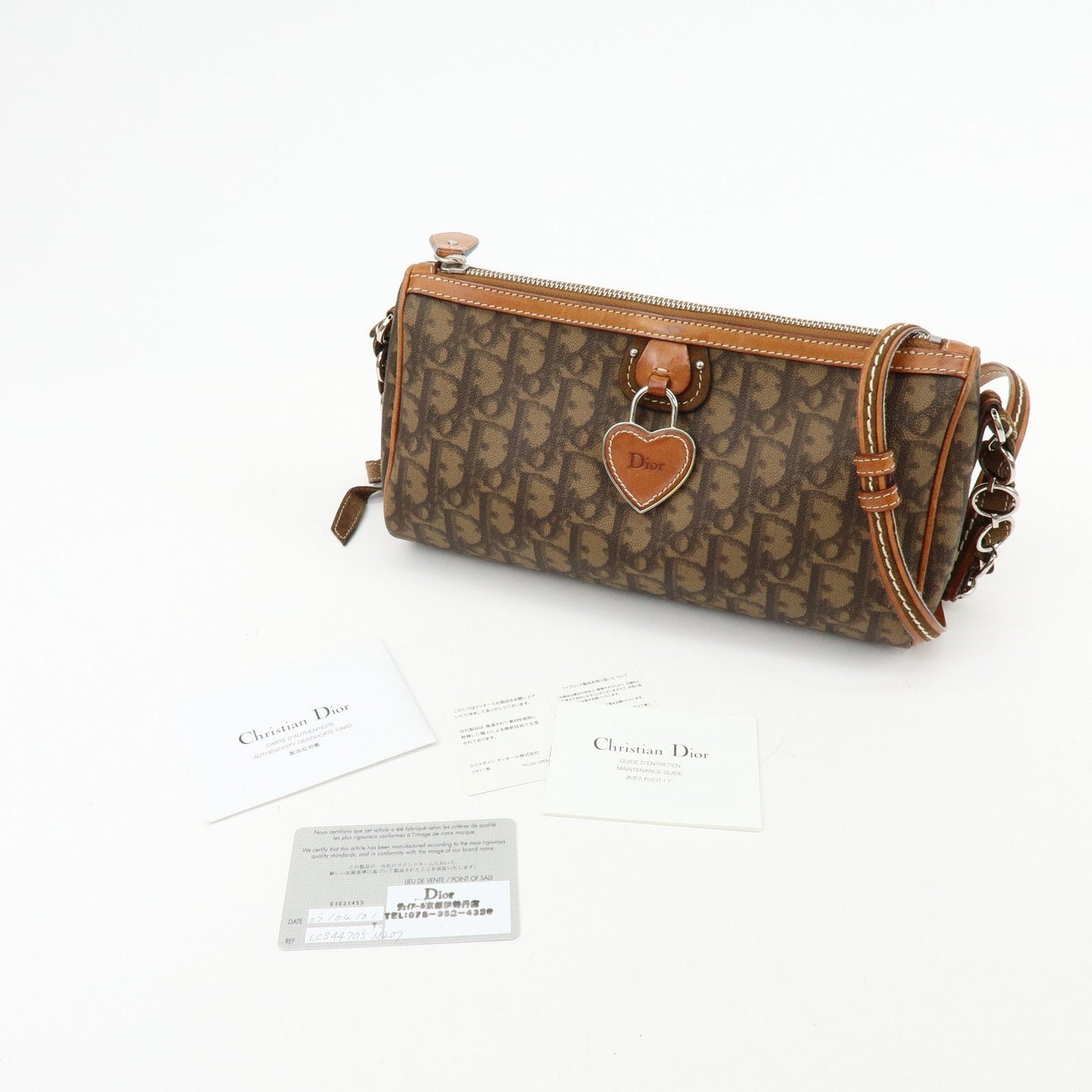Christian Dior Romantic Trotter PVC Leather Shoulder Bag Brown