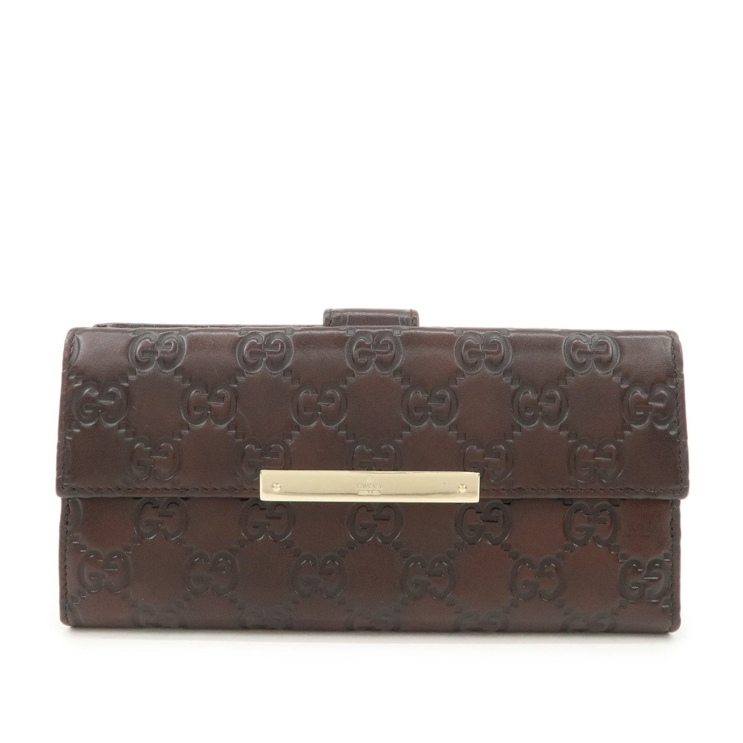 GUCCI Guccissima Leather W Hook Bi-Fold Long Wallet Brown 112715
