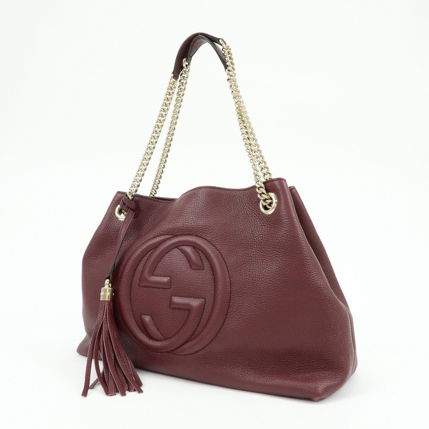GUCCI SOHO Leather Chain Shoulder Bag Hand Bag Wine Red 308982