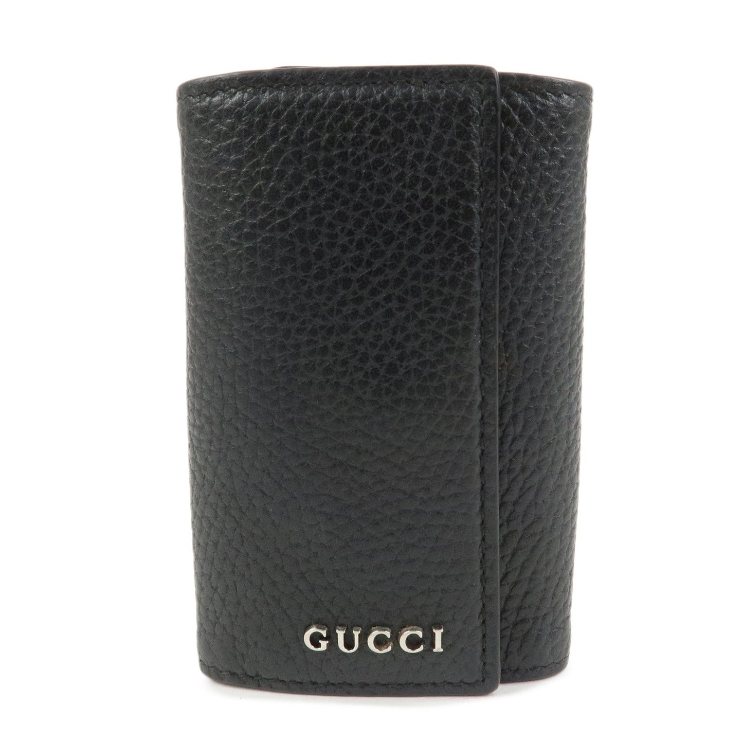 GUCCI Logo Leather 6 Rings Key Case Key Holder Black 771156