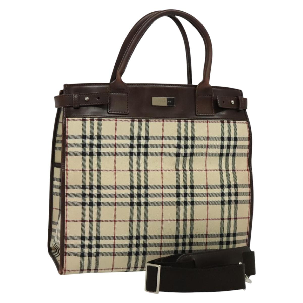 Burberry Nova Check Beige Canvas Handbag ( )
