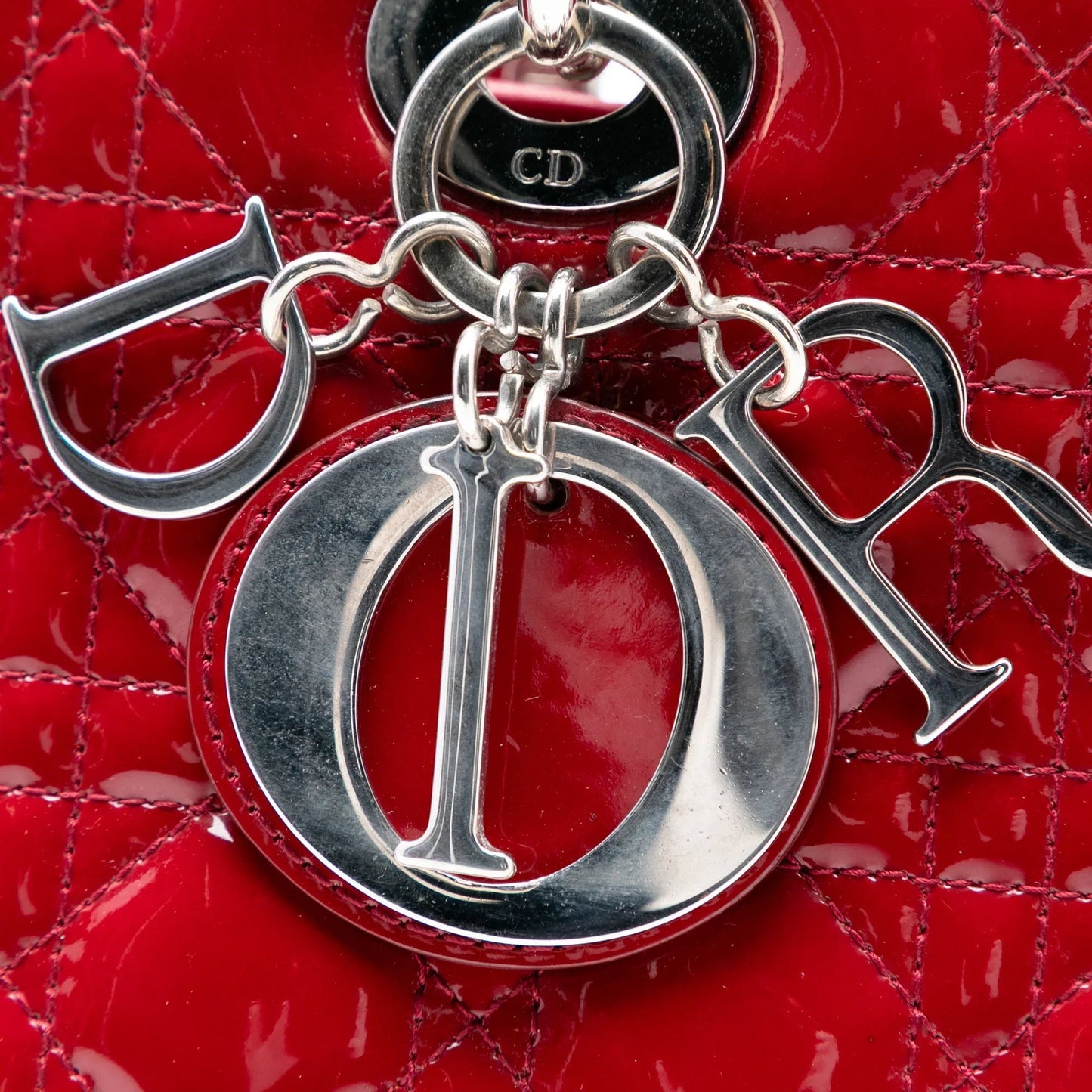 Red Dior Large Patent Cannage Lady Dior Satchel