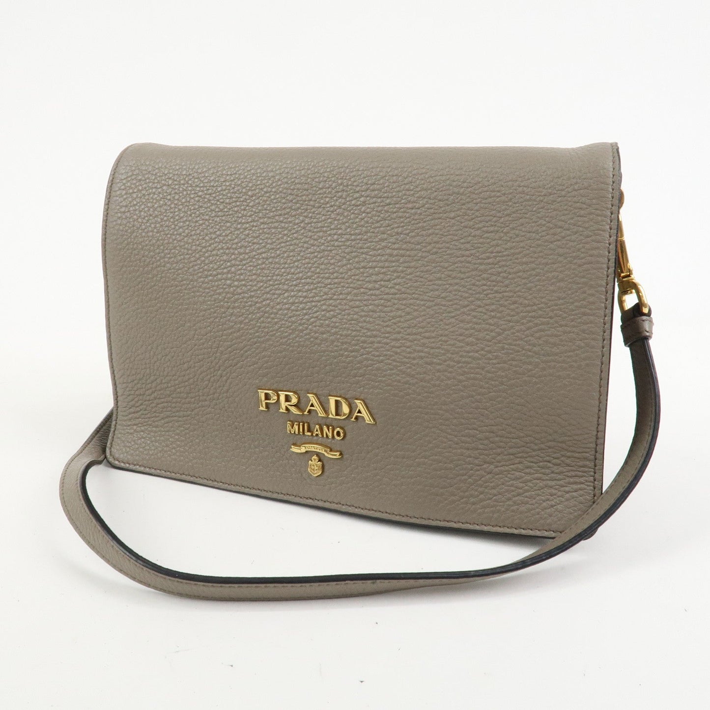 PRADA Leather Shoulder Bag Crossbody Bag Gray 1BH031