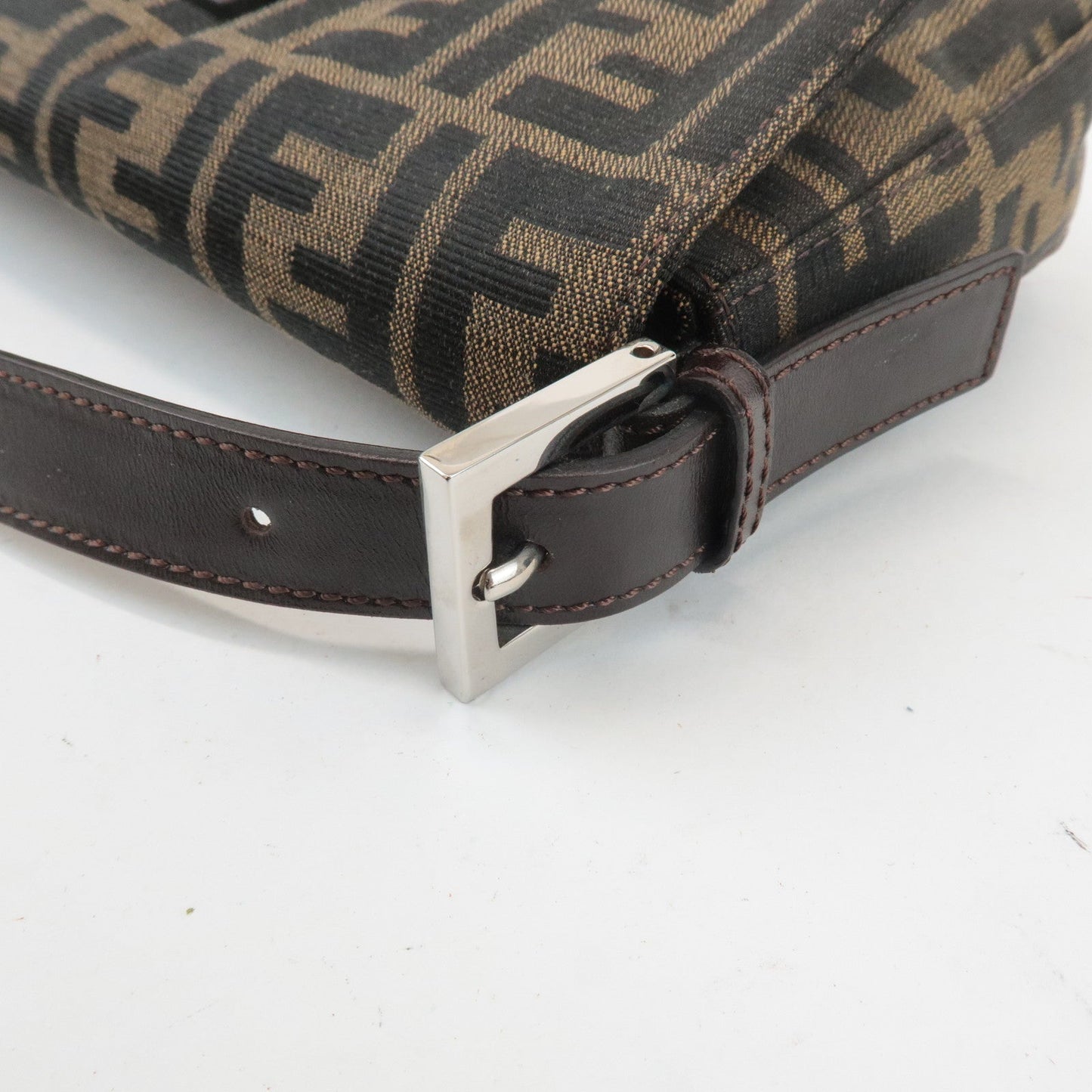 FENDI Zucca Mamma Baguette Canvas Shoulder Bag 26424 Brown Black