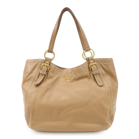 PRADA Leather Shoulder Bag Hand Bag Shoulder Bag Beige Gold BR4691