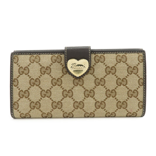 GUCCI GG Heart Logo Canvas Leather W Hook Long Wallet 203550