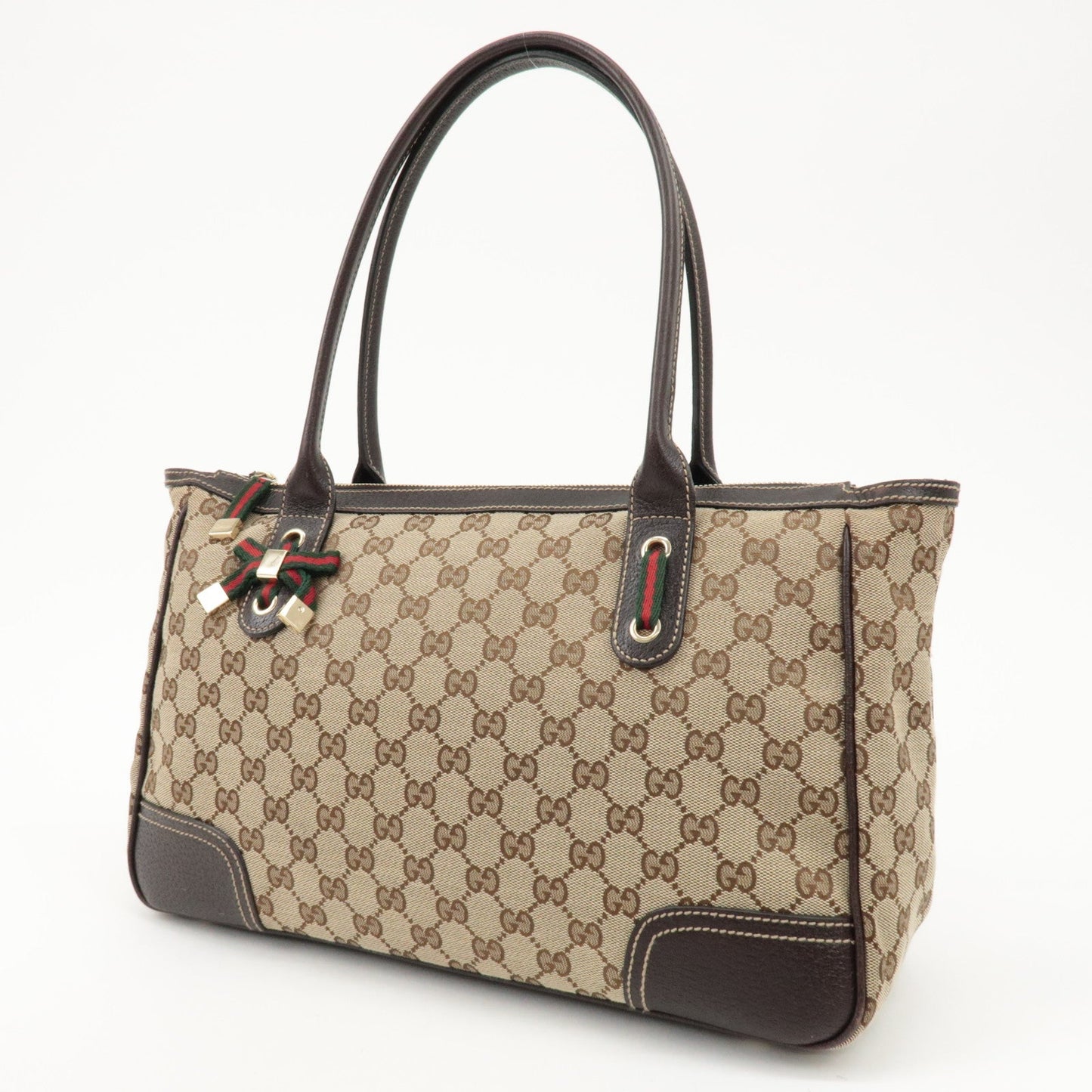 GUCCI Princy Sherry GG Canvas Leather Tote Bag Beige 177052