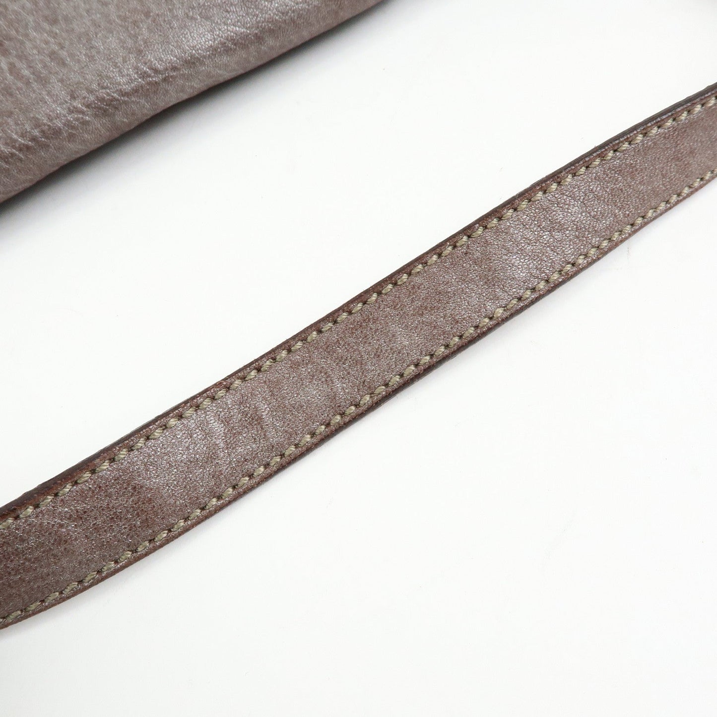 FENDI Mamma Baguette Leather Shoulder Bag Metallic Brown 8BR001