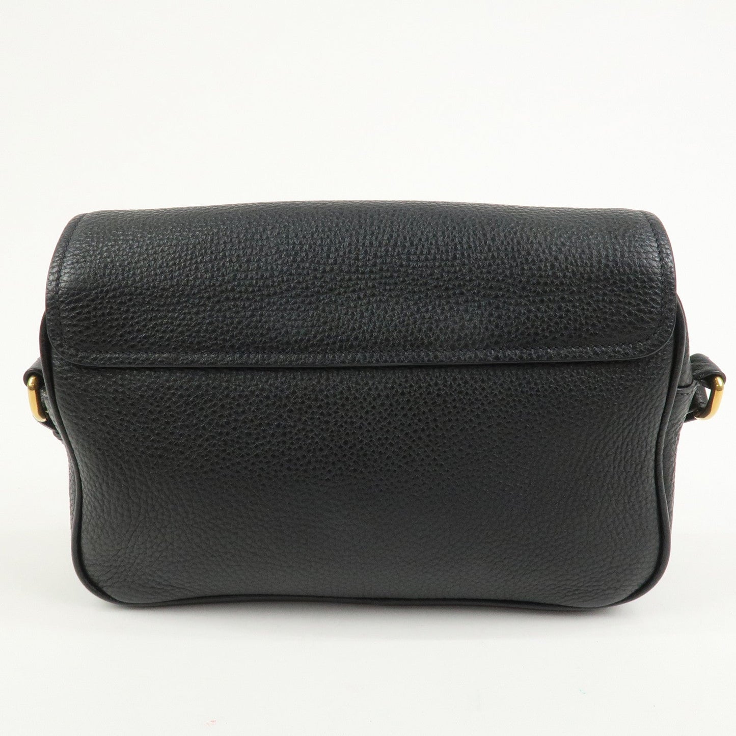 PRADA Logo Leather Shoulder Bag Black 1BD163