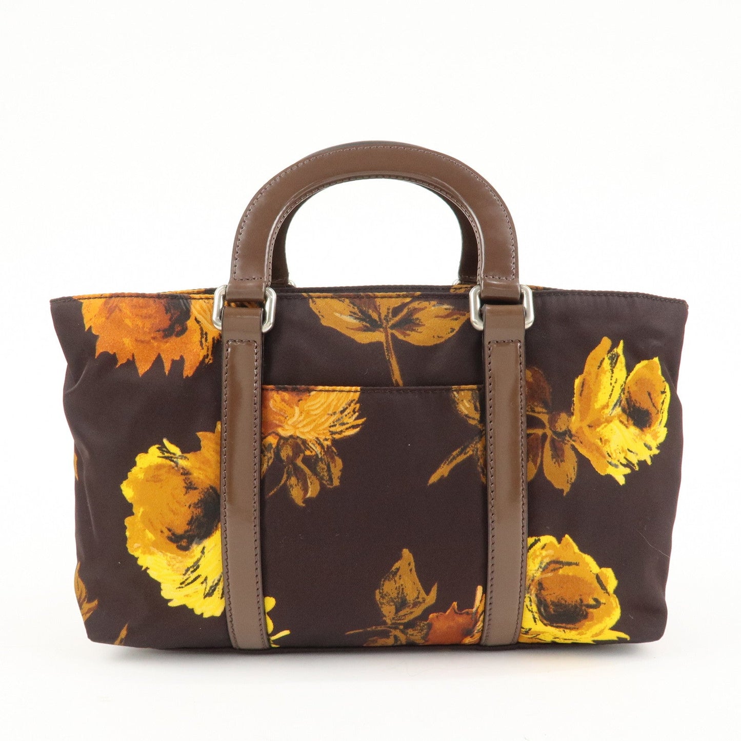 PRADA Triangle Logo 2Way Hand Bag Shoulder Bag Brown Yellow BN1052