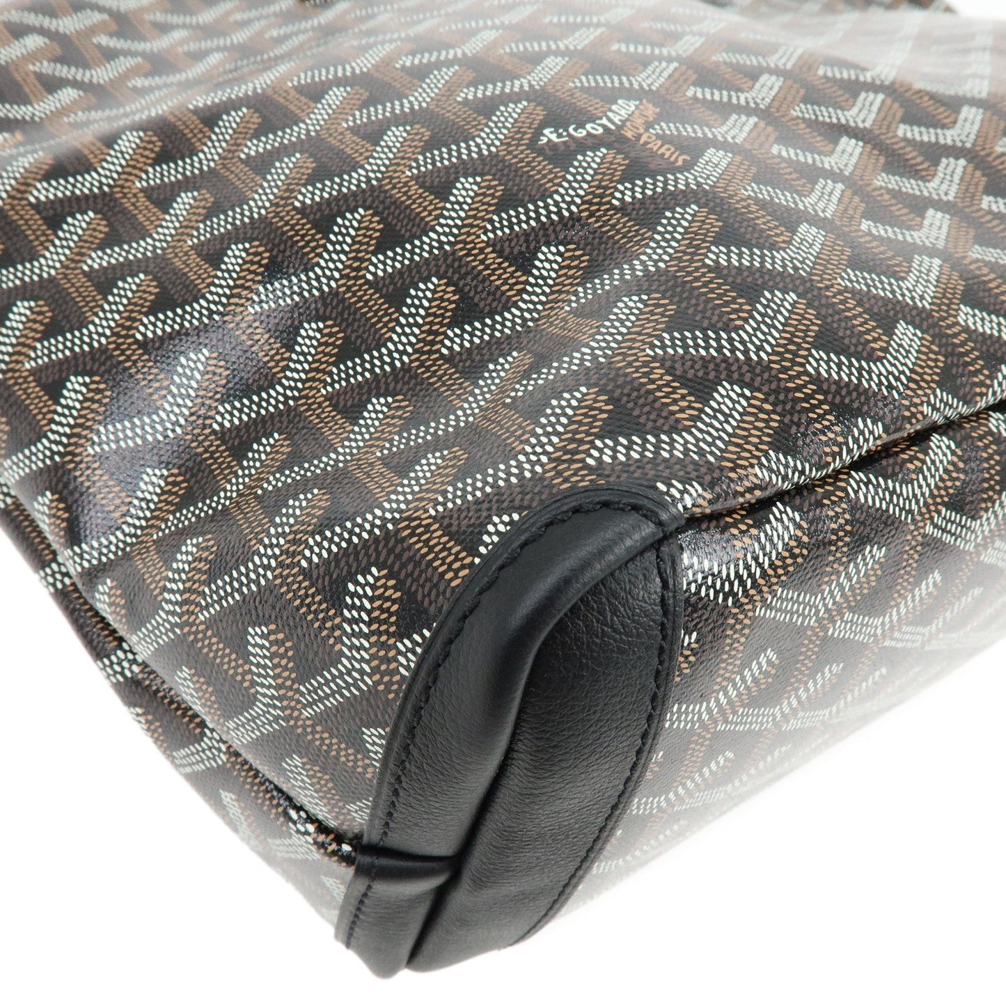 GOYARD Artois PM PVC Leather Tote Bag Hand Bag Black Brown