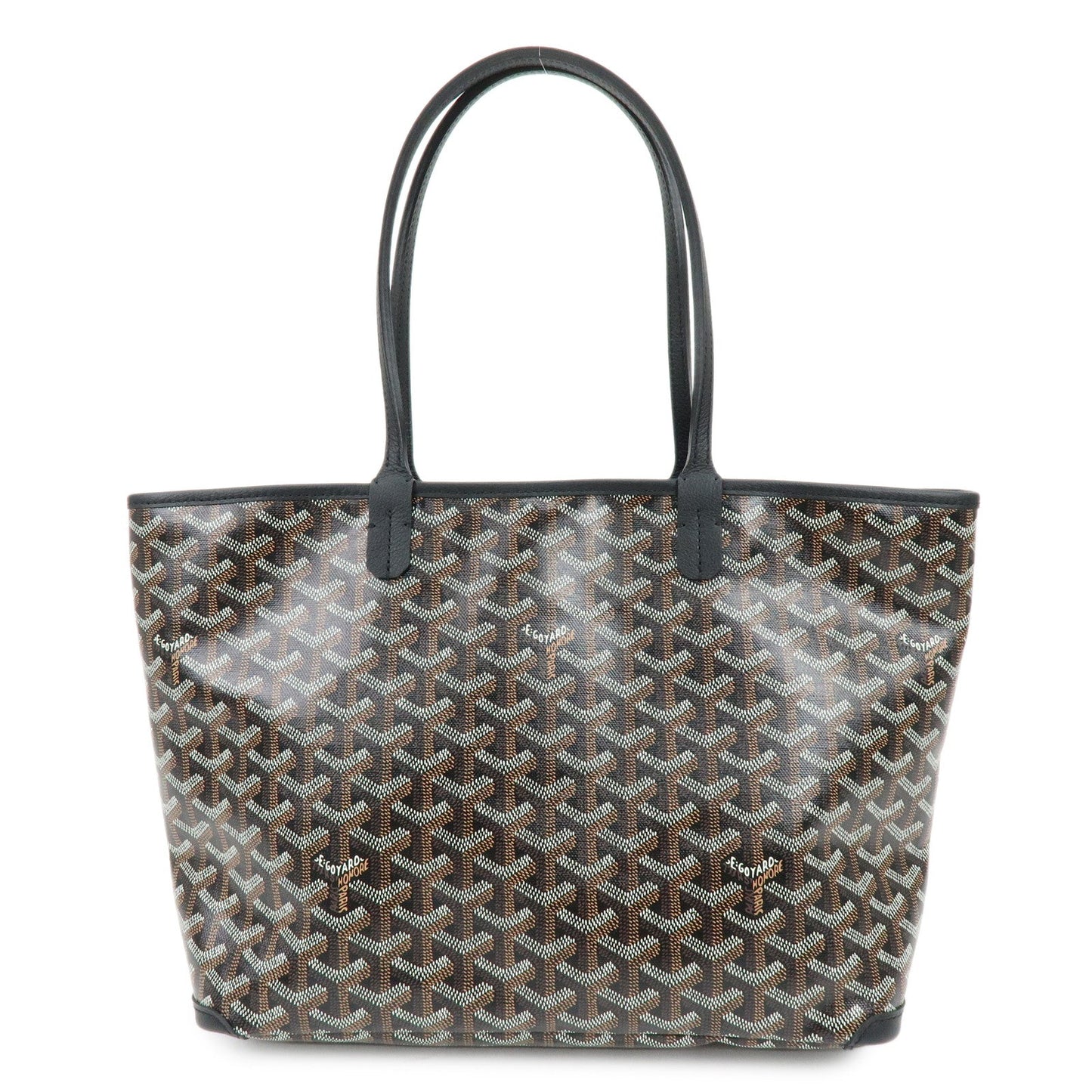 GOYARD Artois PM PVC Leather Tote Bag Hand Bag Black Brown