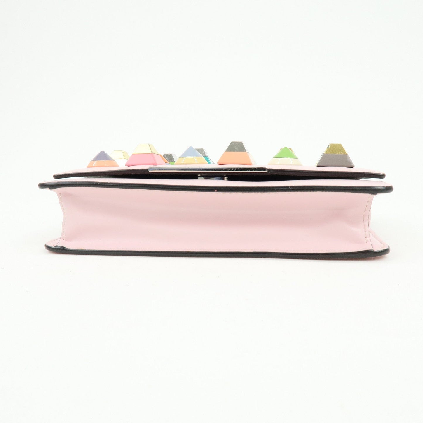 FENDI Leather Studs Chain Wallet Shoulder Bag Pink 8M0346