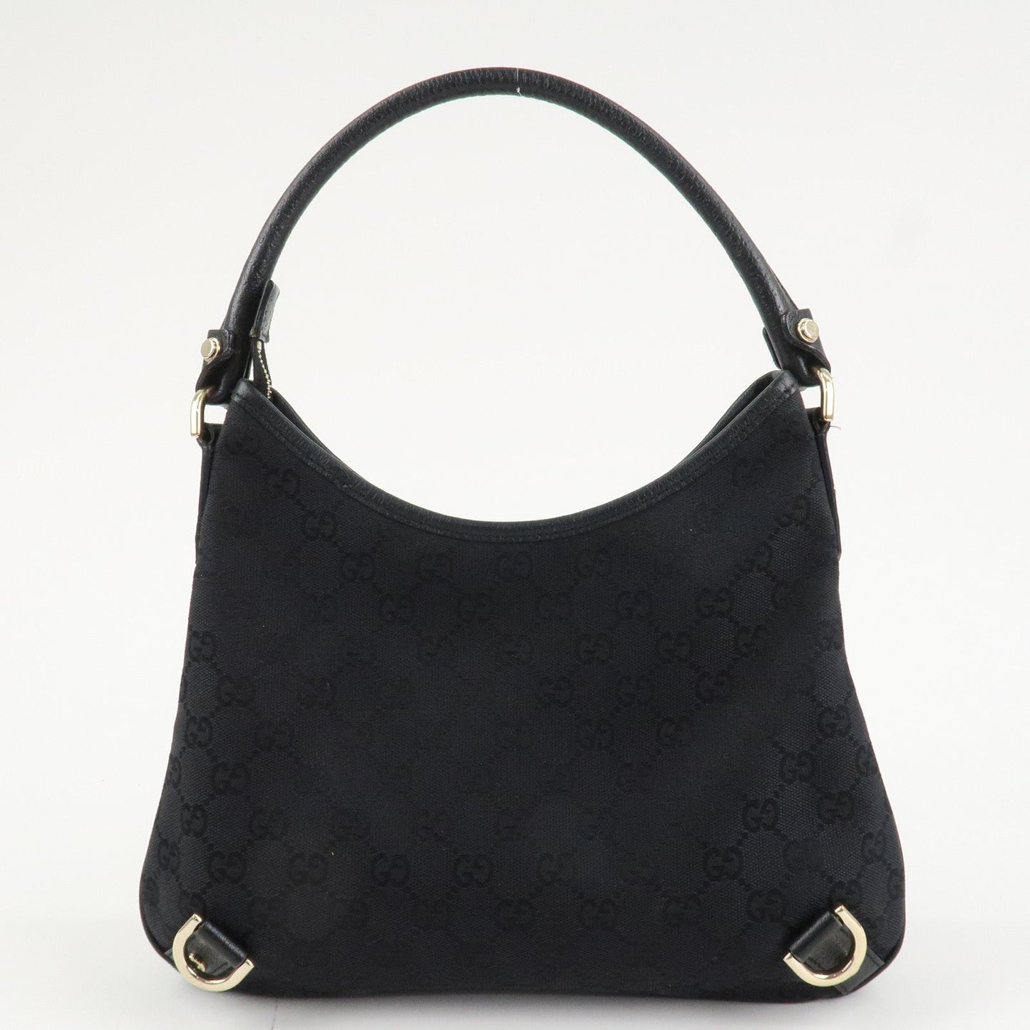 GUCCI Abbey GG Canvas Leather Shoulder Bag Black 130738