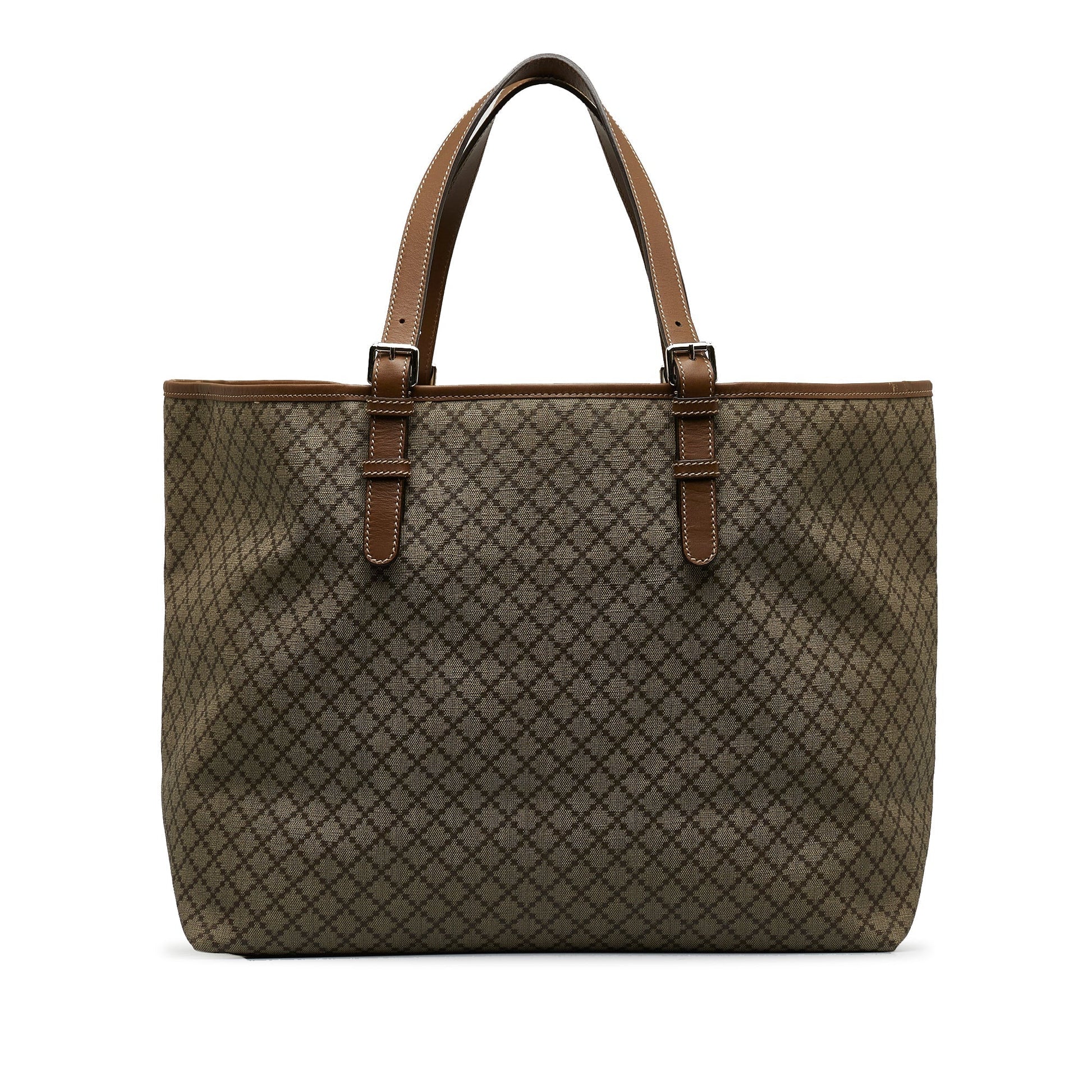 Gucci Brown Leather Canvas Tote Style 15
